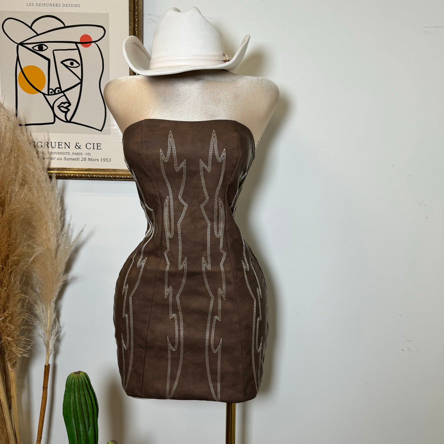 Taymara Corset Dress-Brown