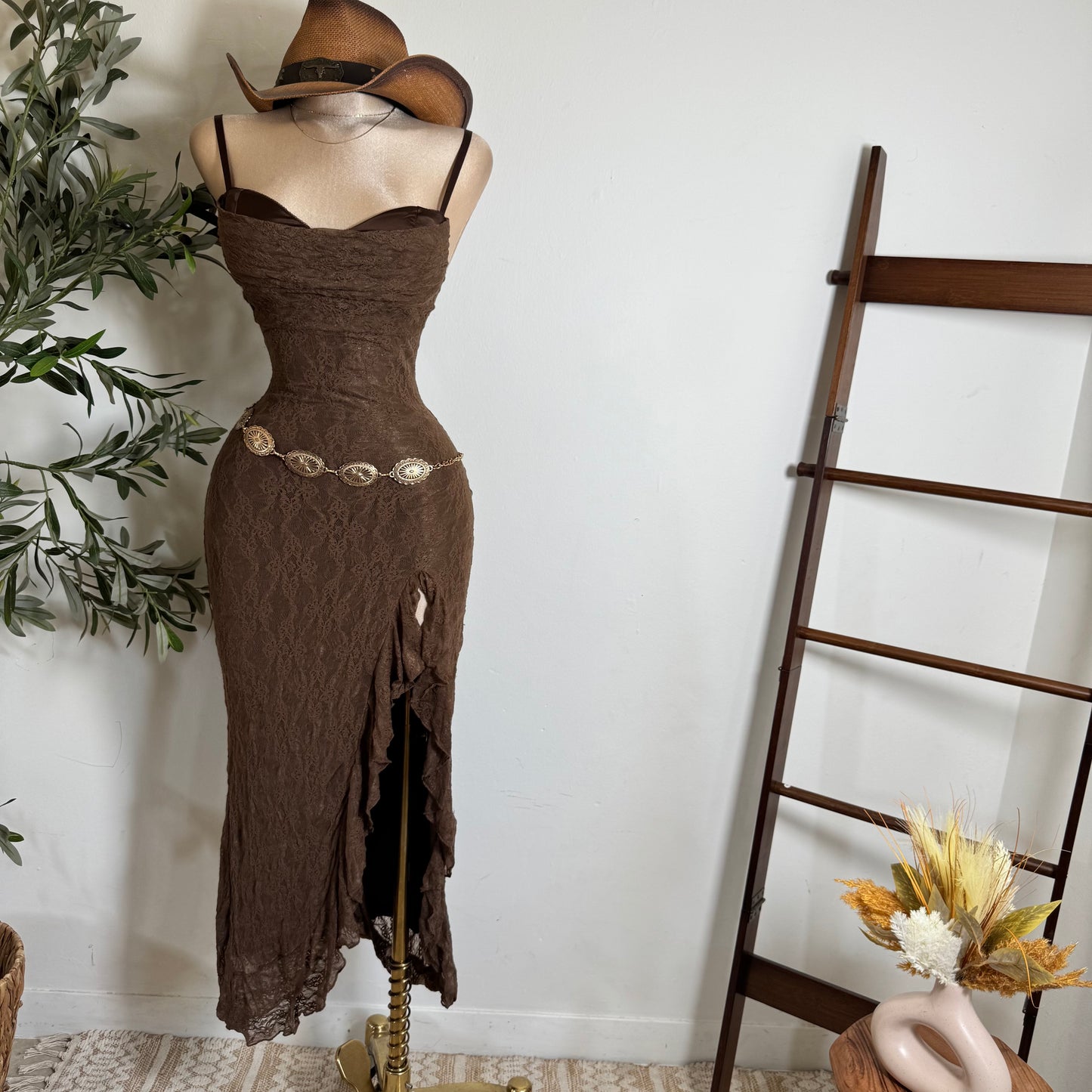 Mismaloya Dress-Lace Brown