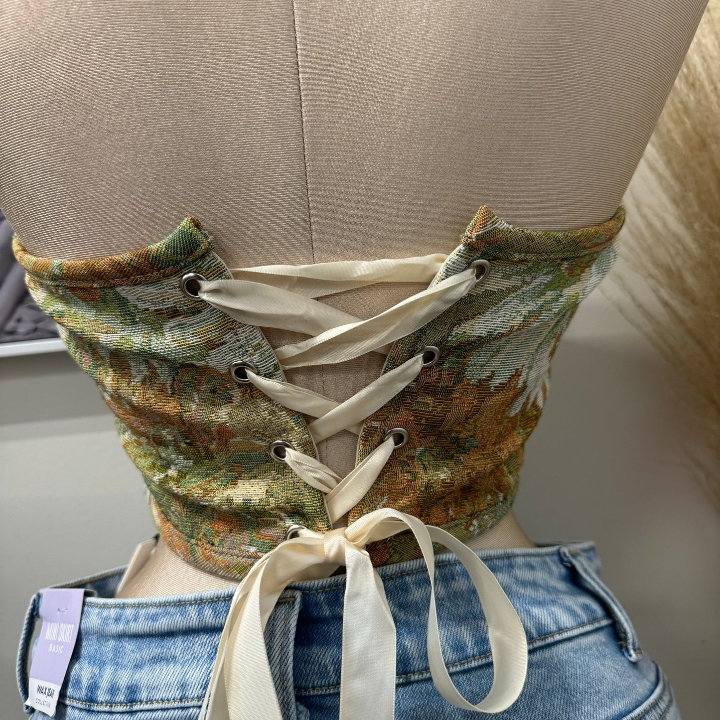 Delia Print Corset Top-Green