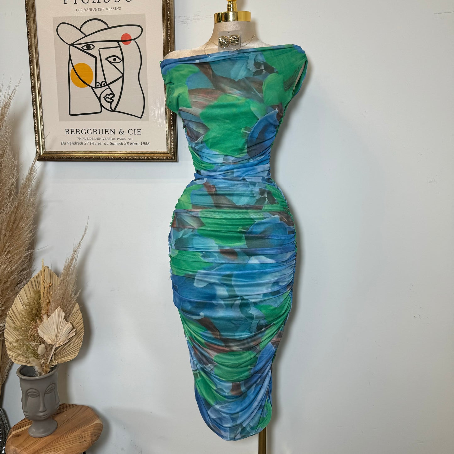 Eli Mesh Asymmetric Dress-Multi