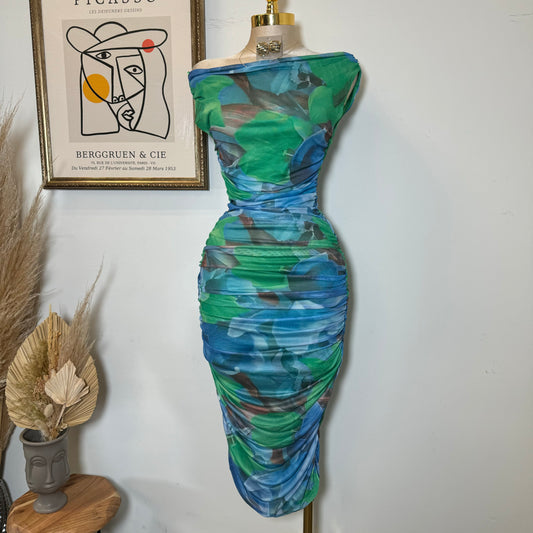 Eli Mesh Asymmetric Dress-Multi