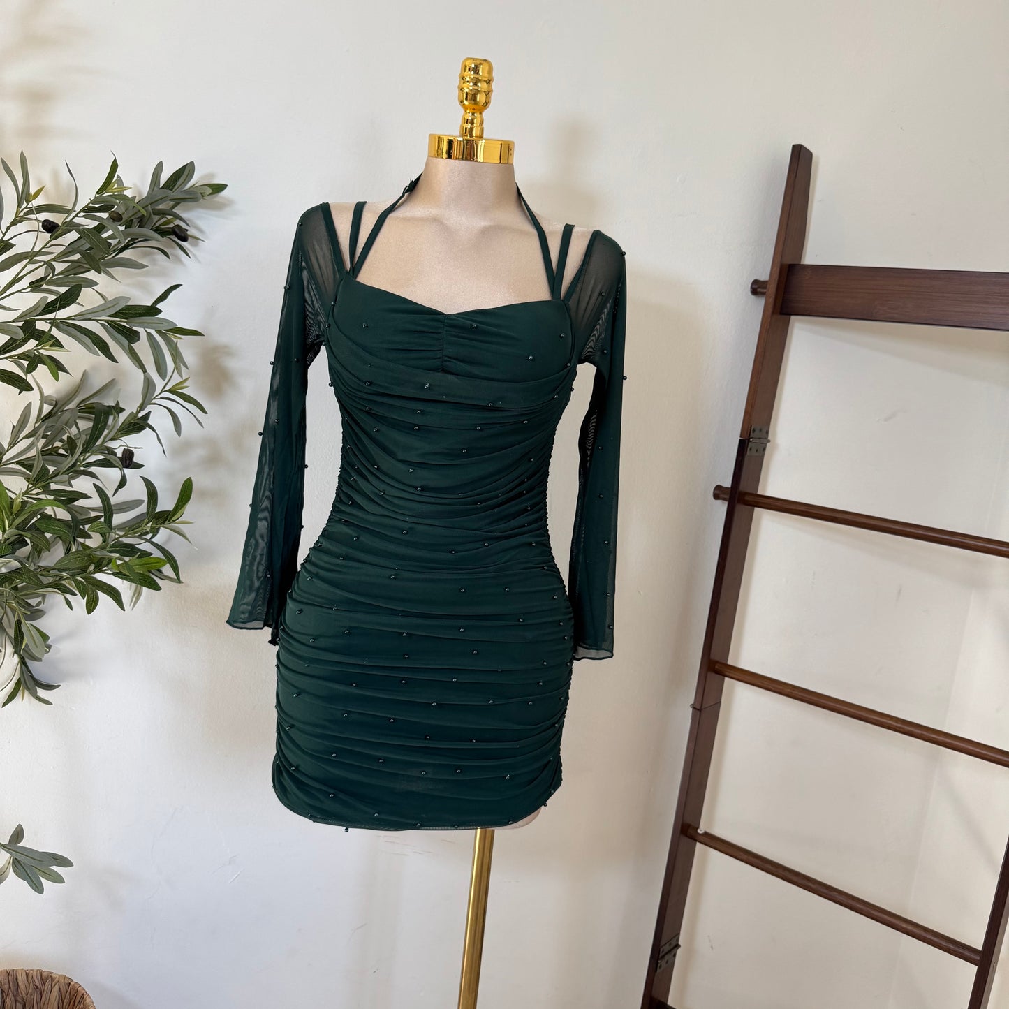 Pearl Long sleeve Dress-Hunter Green