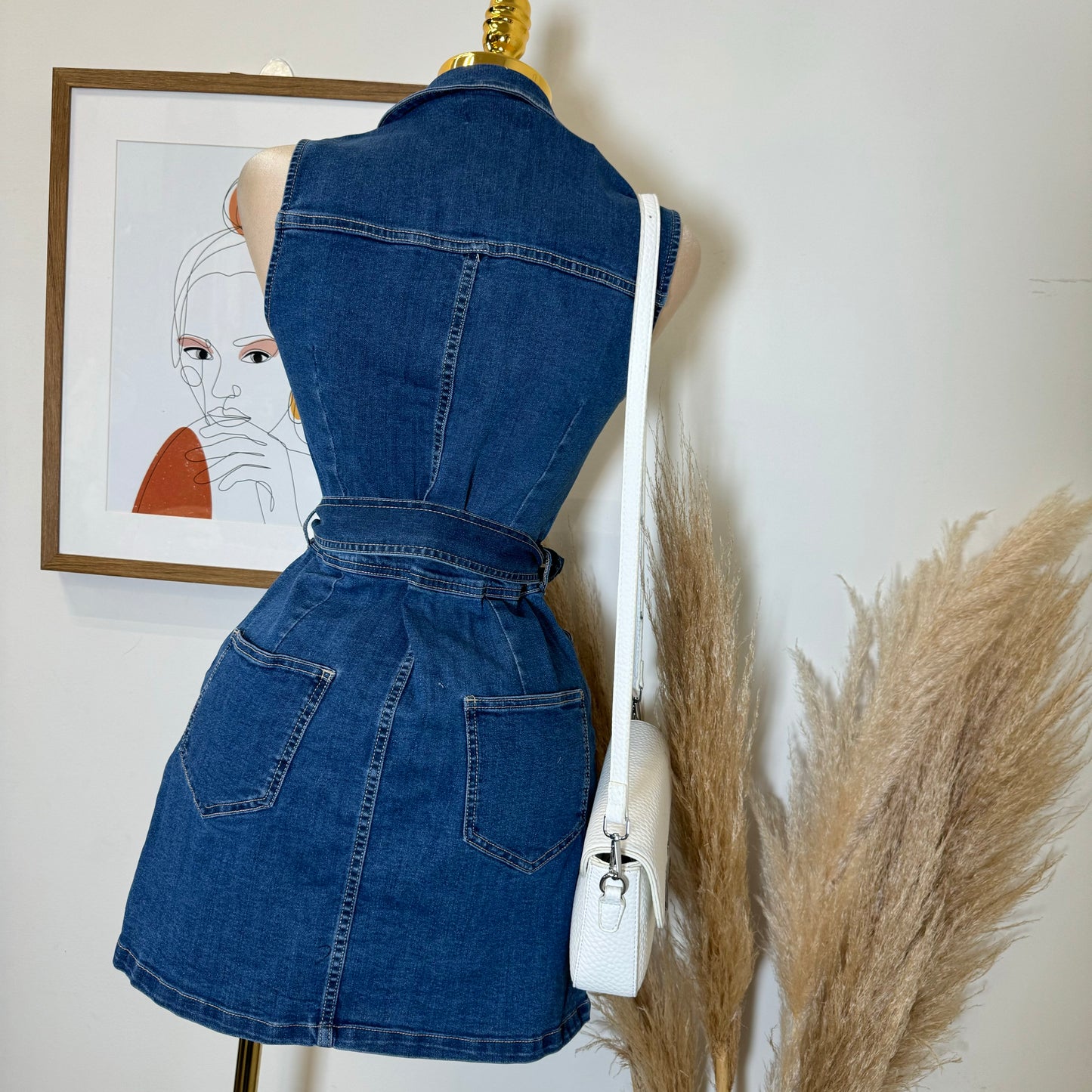 Vaquera Denim Belt Dress-Blue