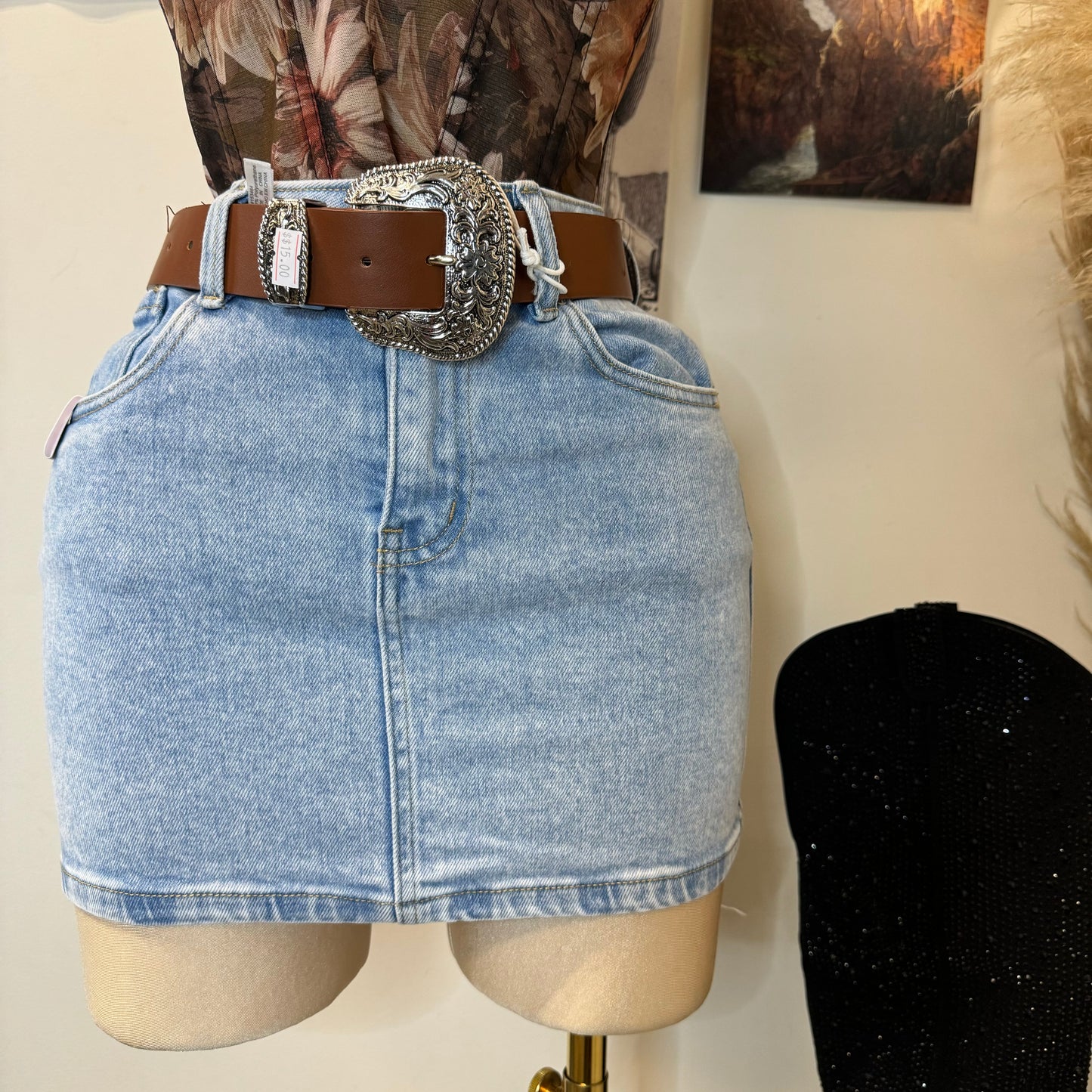 Snow Wash Mini Skirt -Lt Blue