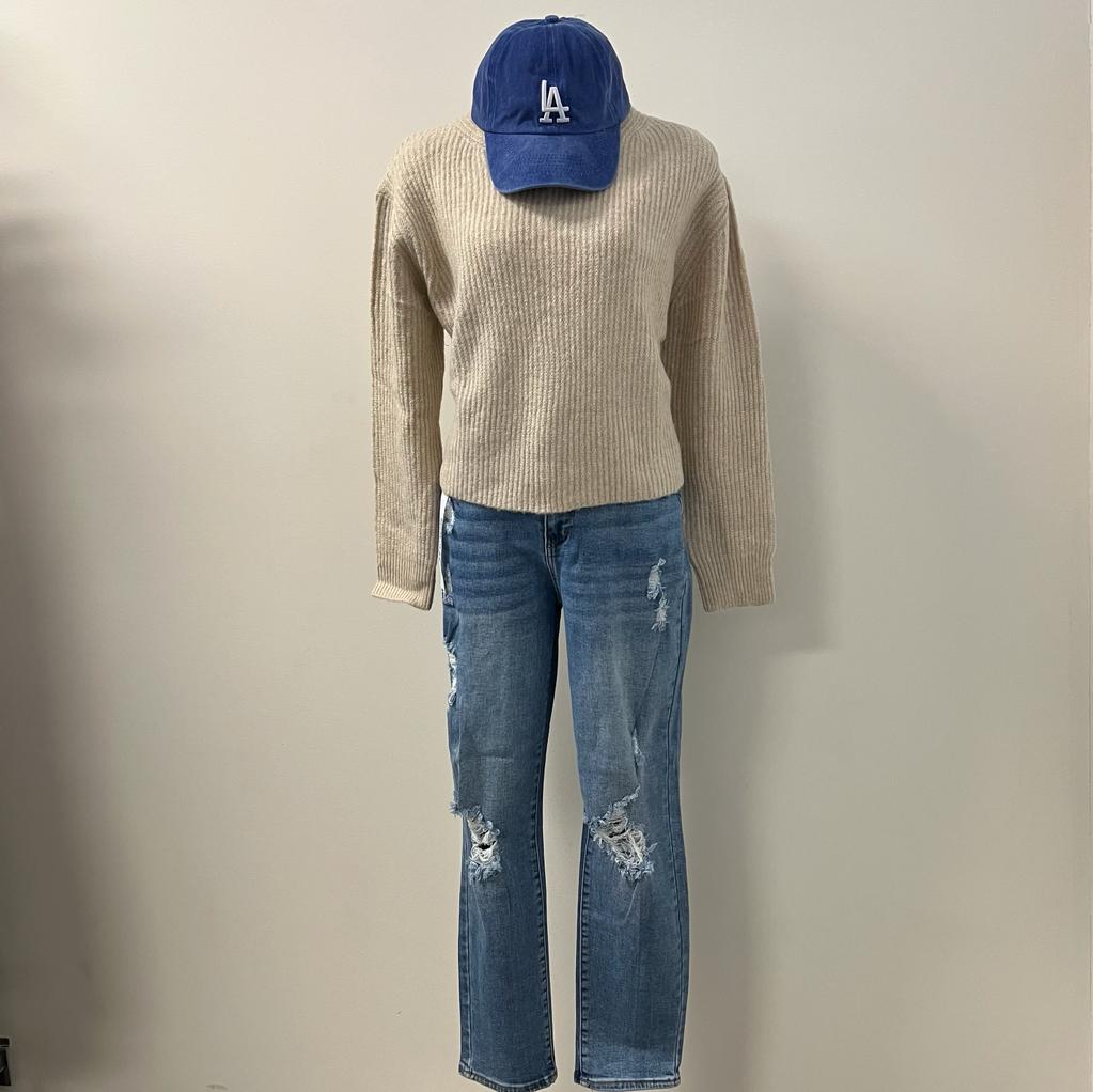 Lexi High Neck Relaxed Fit Pull Over Sweater-Oatmeal