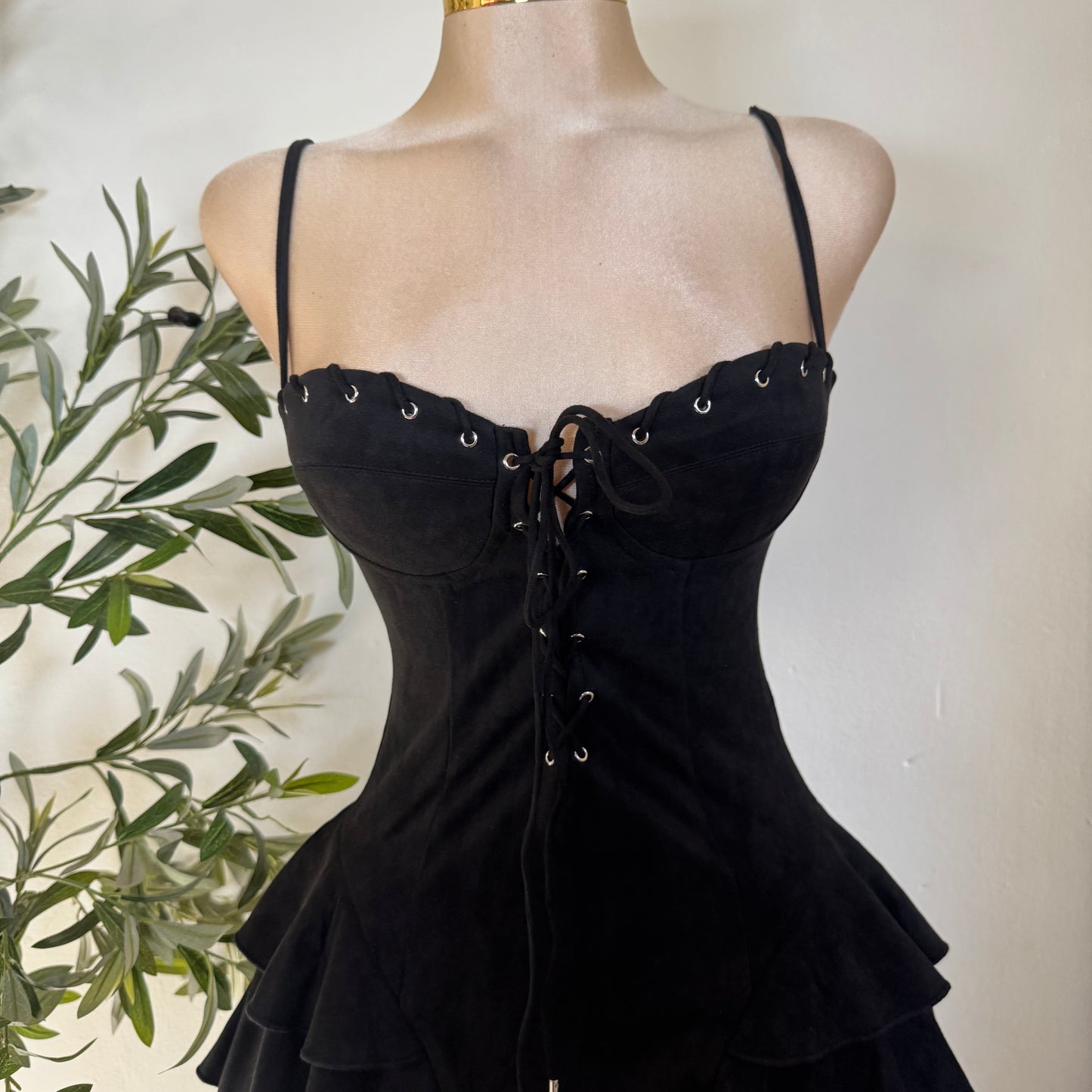 Suede Flare Dress -Black