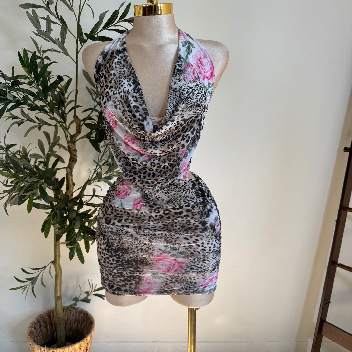 Leopard Open Back Dress-Leopard print