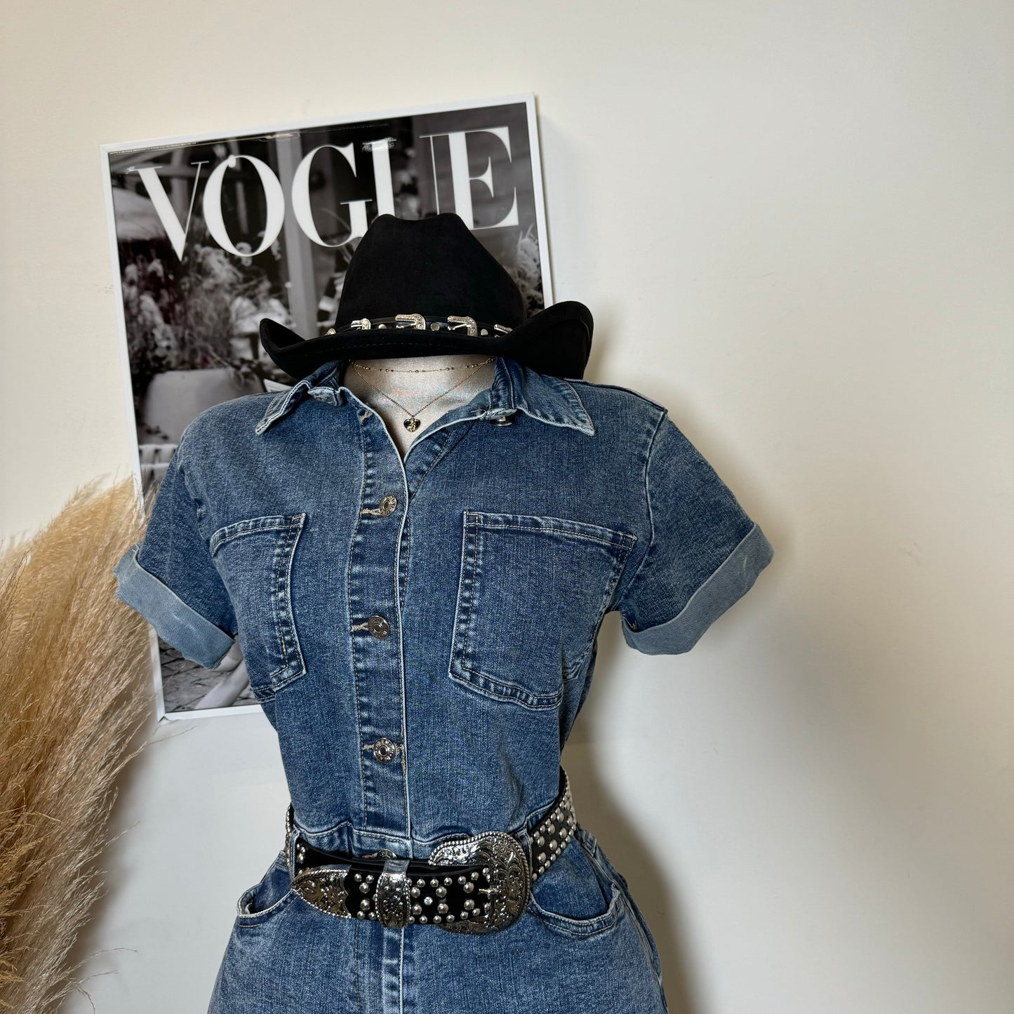 Denim Romper-Blue
