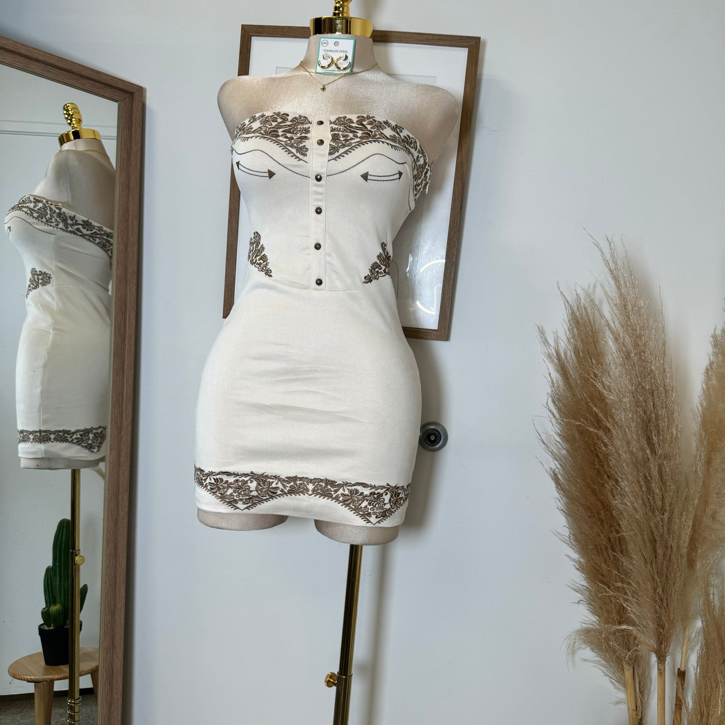 La Bota Suede Dress-Cream