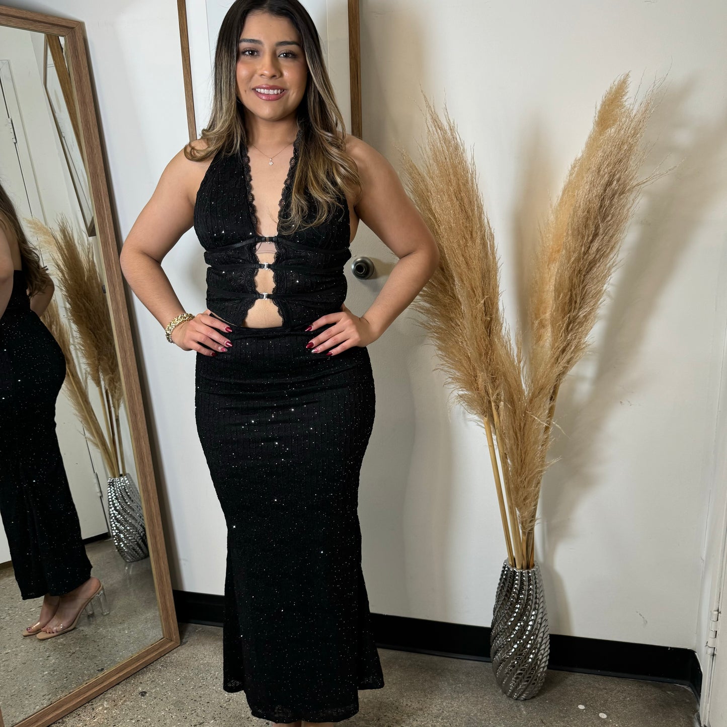 Halter Top Maxi Skirt-Black