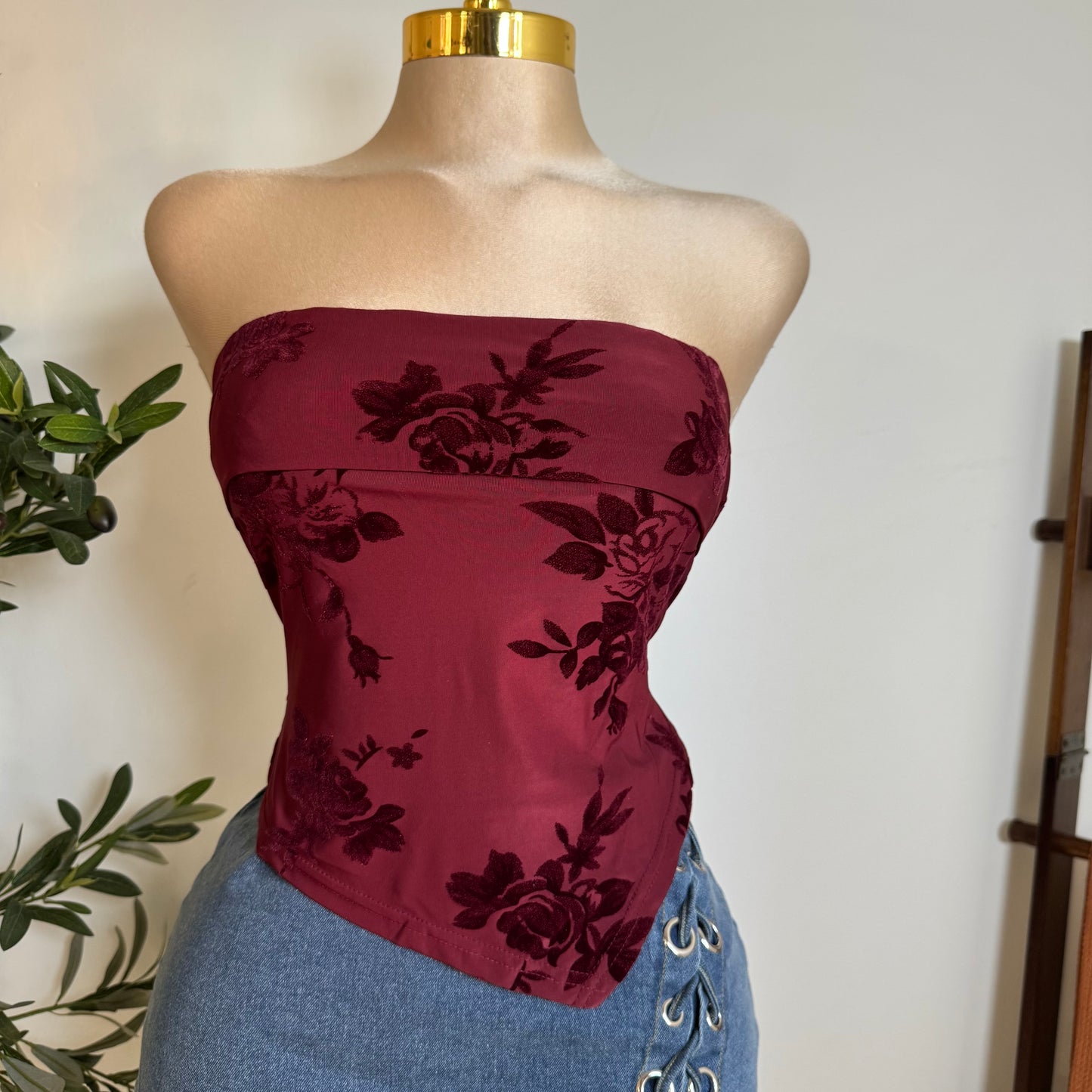 Tube Asymmetrical Hem Top -Burgundy