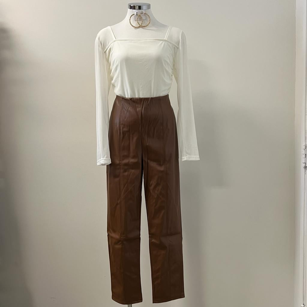 ISADORA PU LEGGINGS PL-BROWN