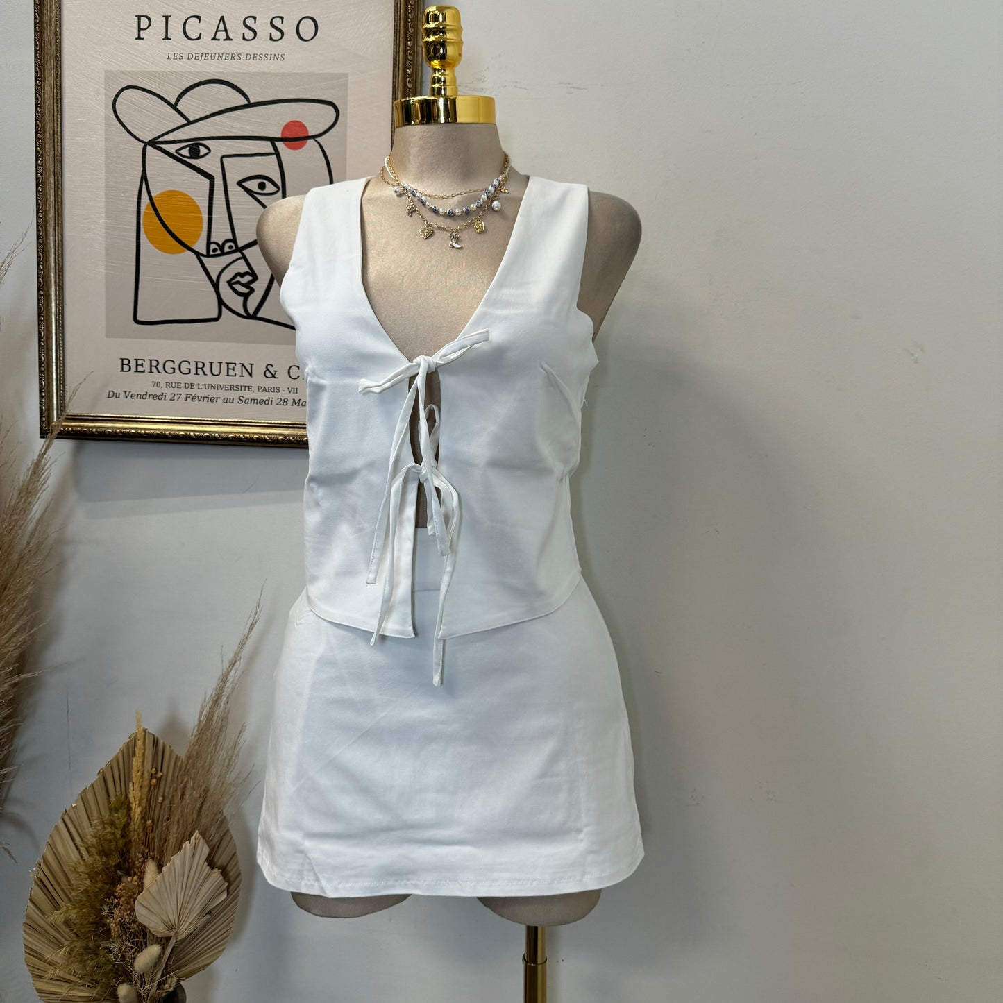 Ozi Skirt Set-White