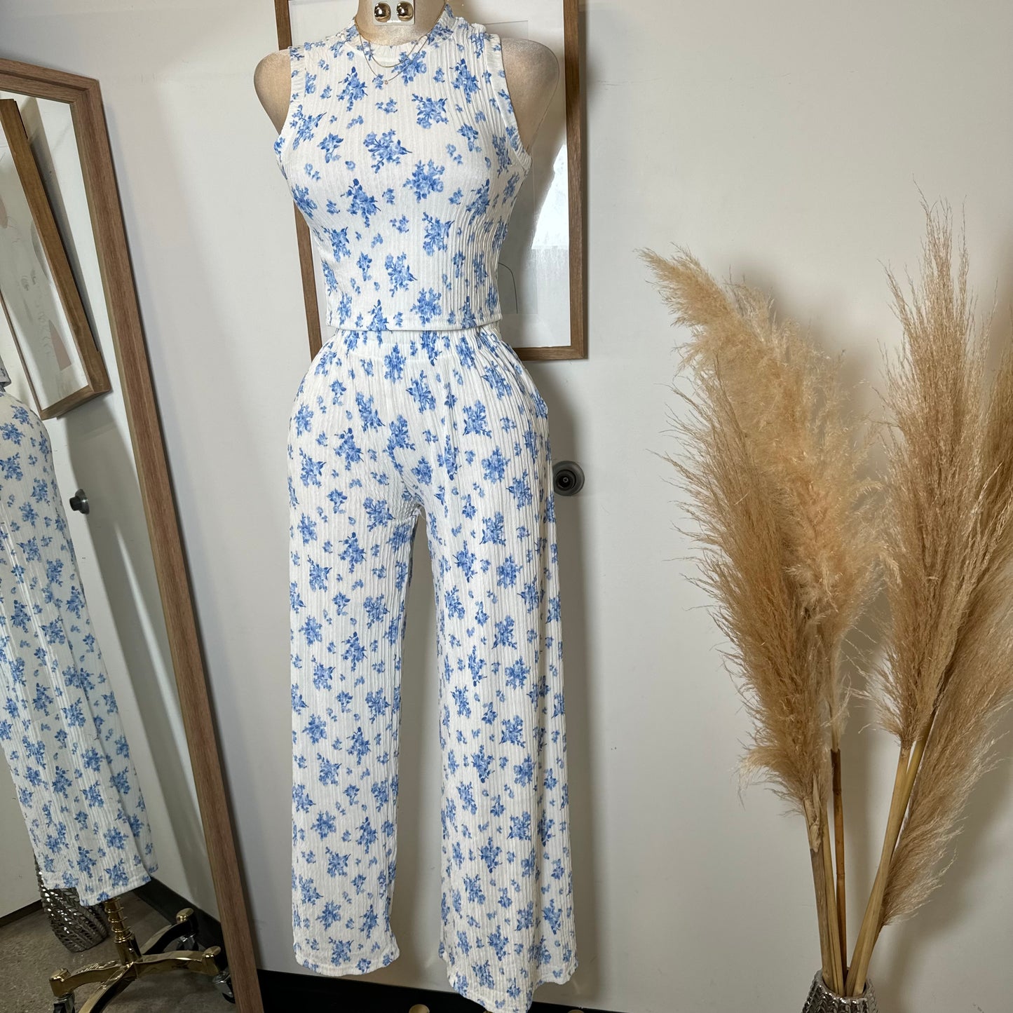 Tamara Two Piece Set-White/Blue