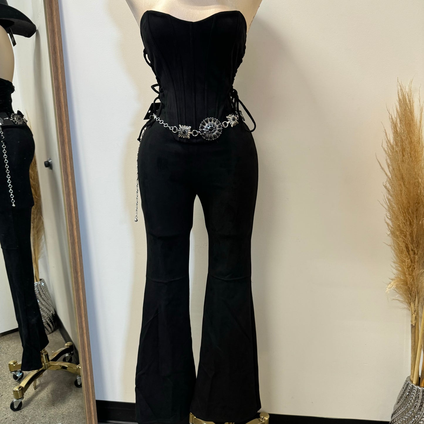 Jaripeo Suede Pant Set-Black1