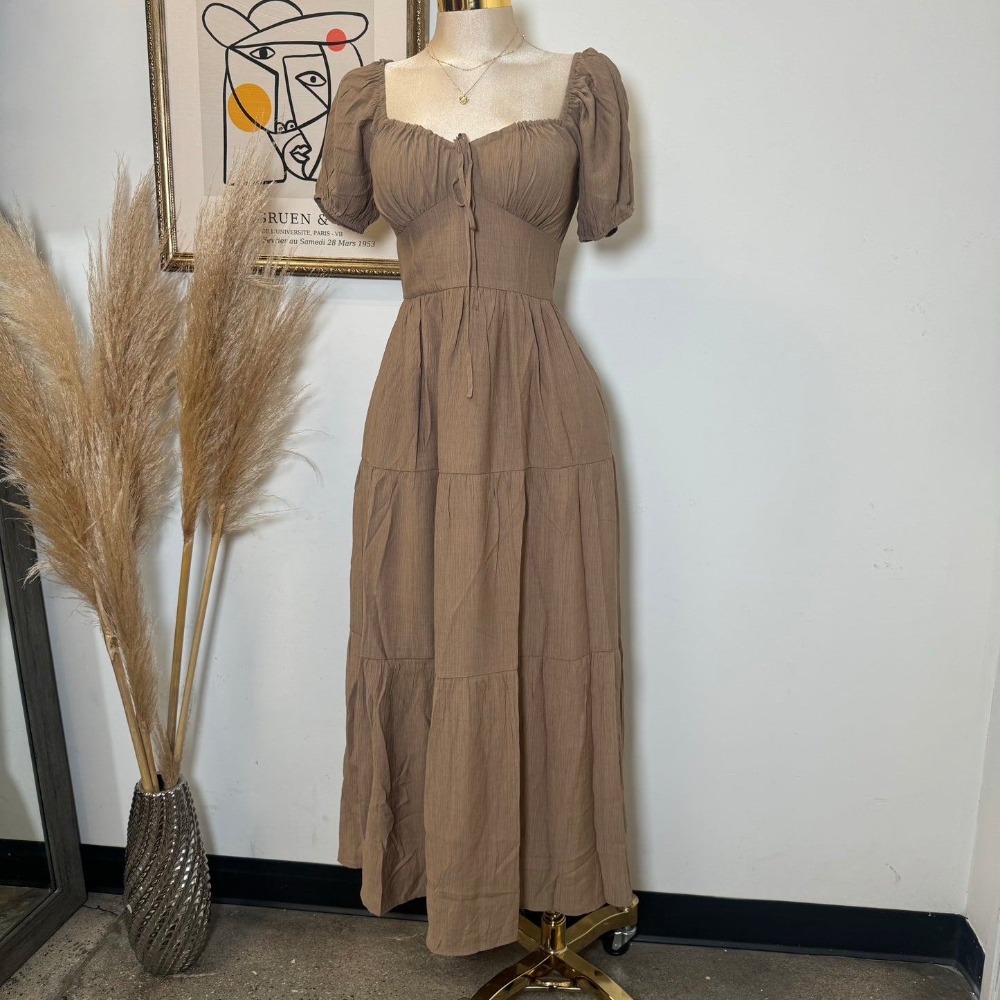Maxi Corset Dress-Brown