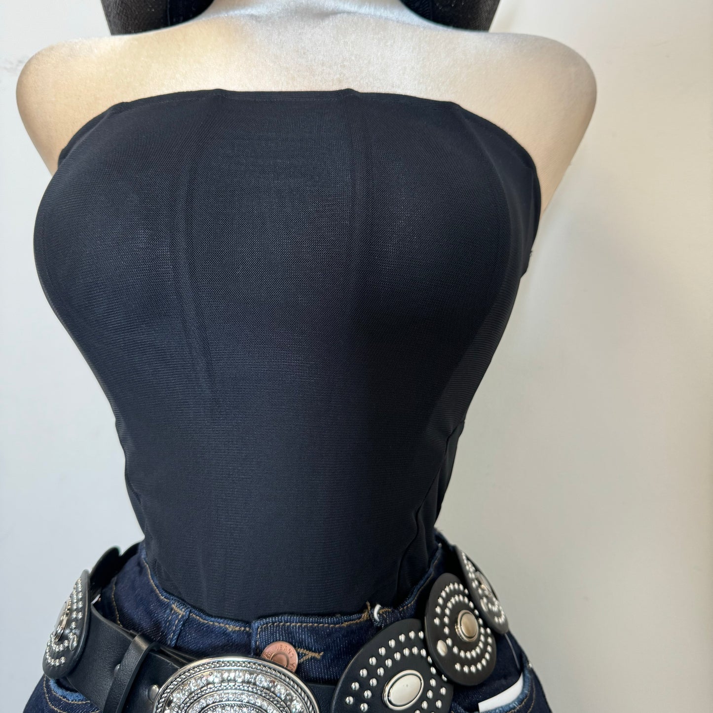 Mesh Corset Top-Black