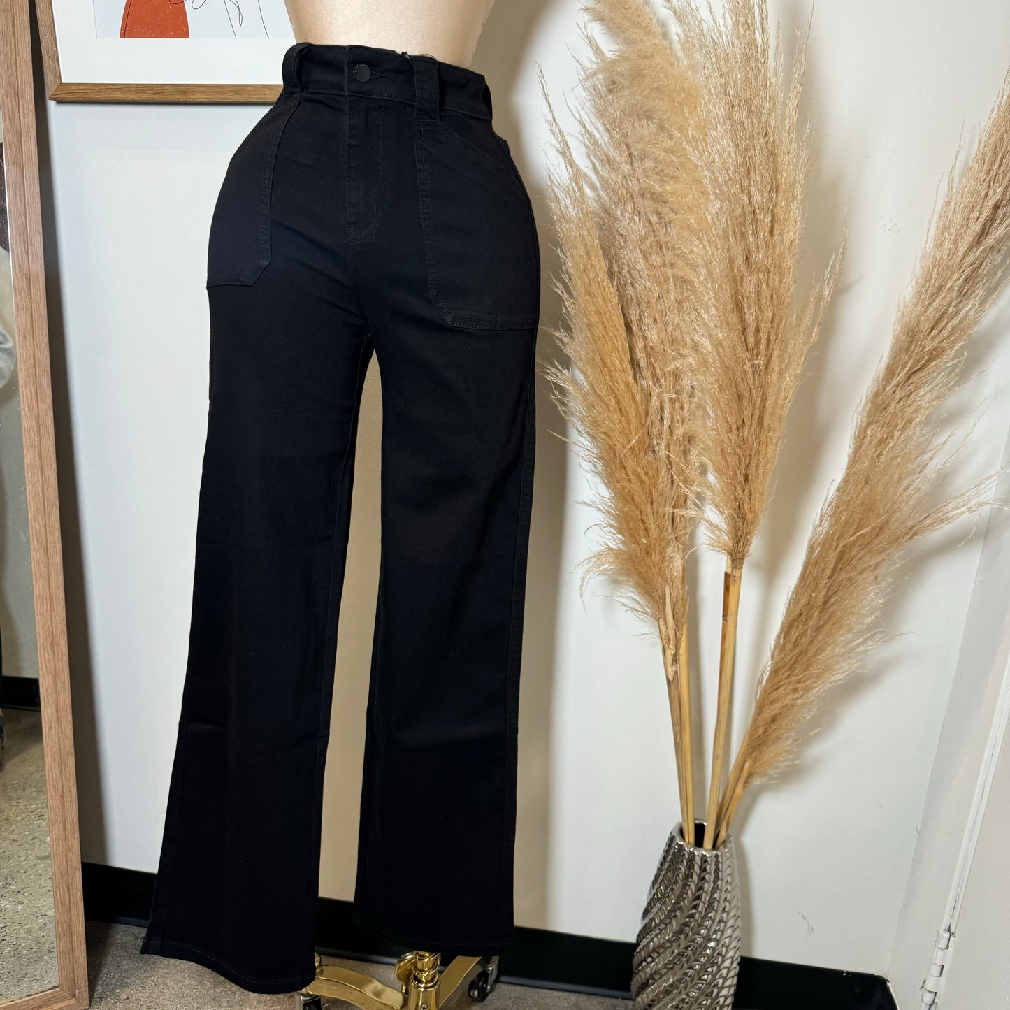 V2628 High Wide Leg-Black