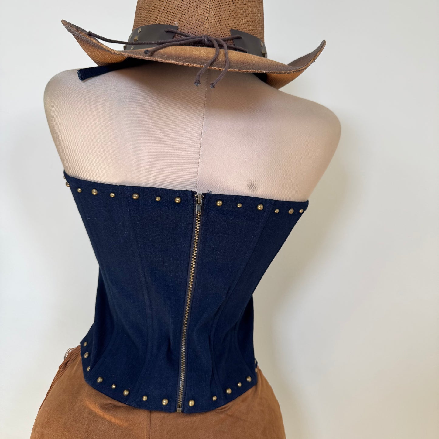 La Yaquesita Corset Top-Denim Blue