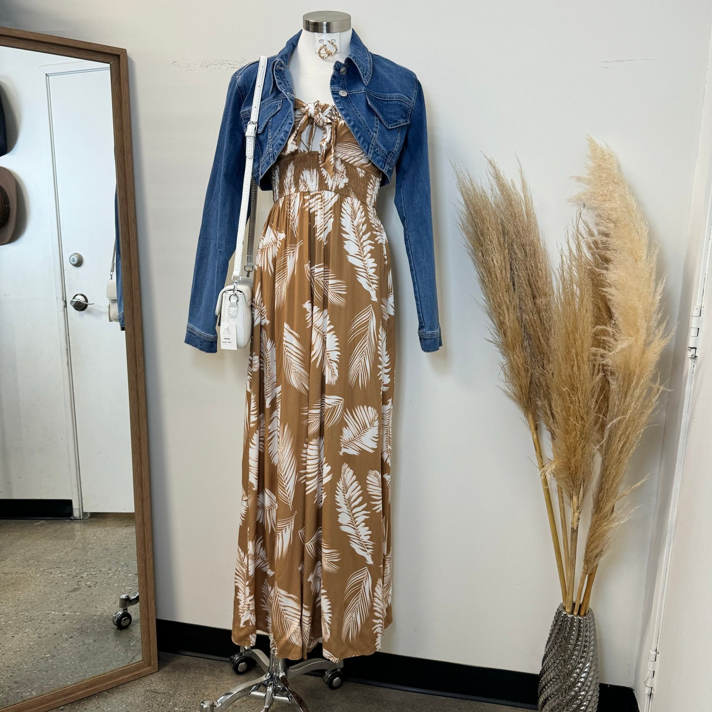 Palma Jumpsuit -Brown/White