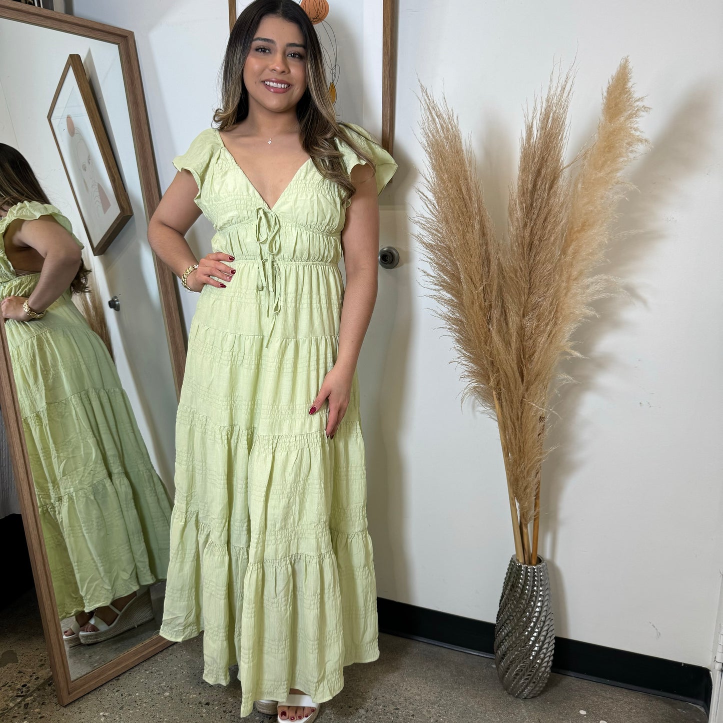 Kiwi Maxi Dress-Lime Cream