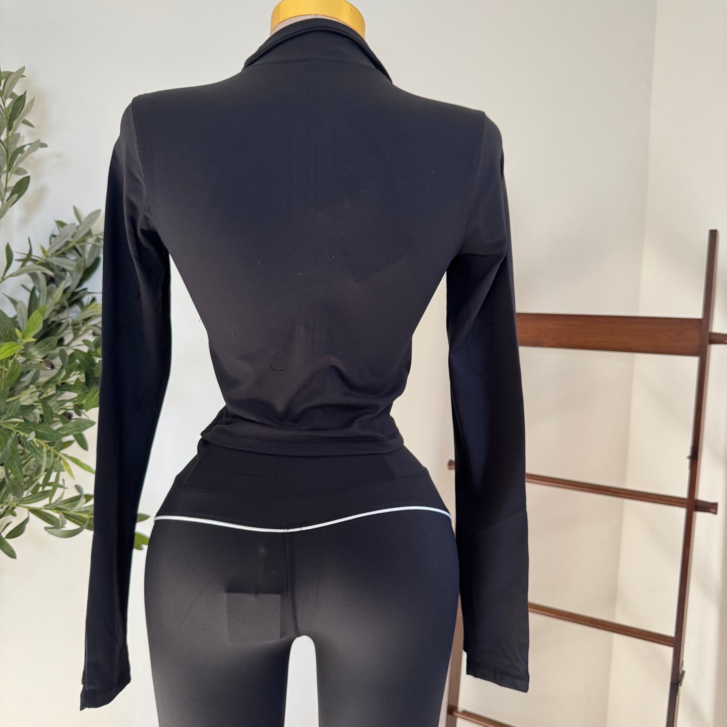 Long Sleeve Jacket Set-Black