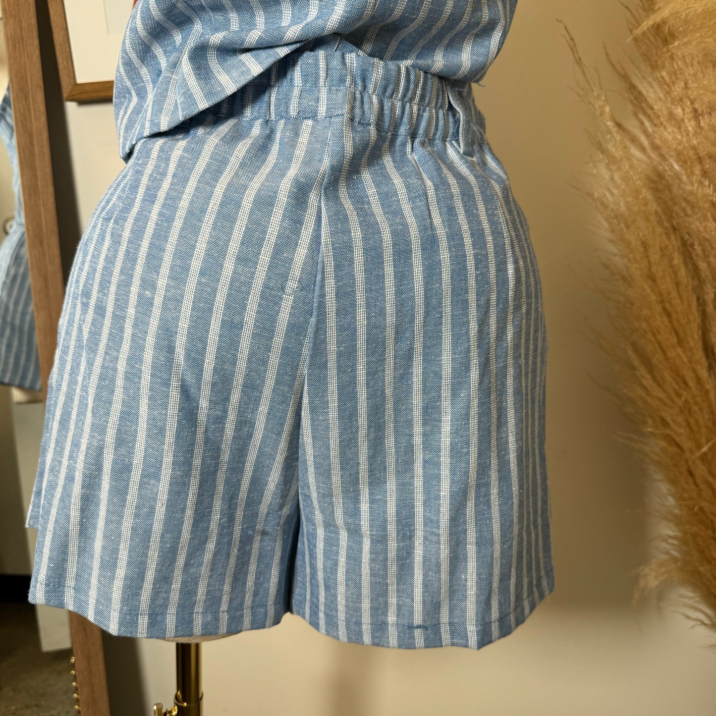 DTF Linen Short Set-Blue