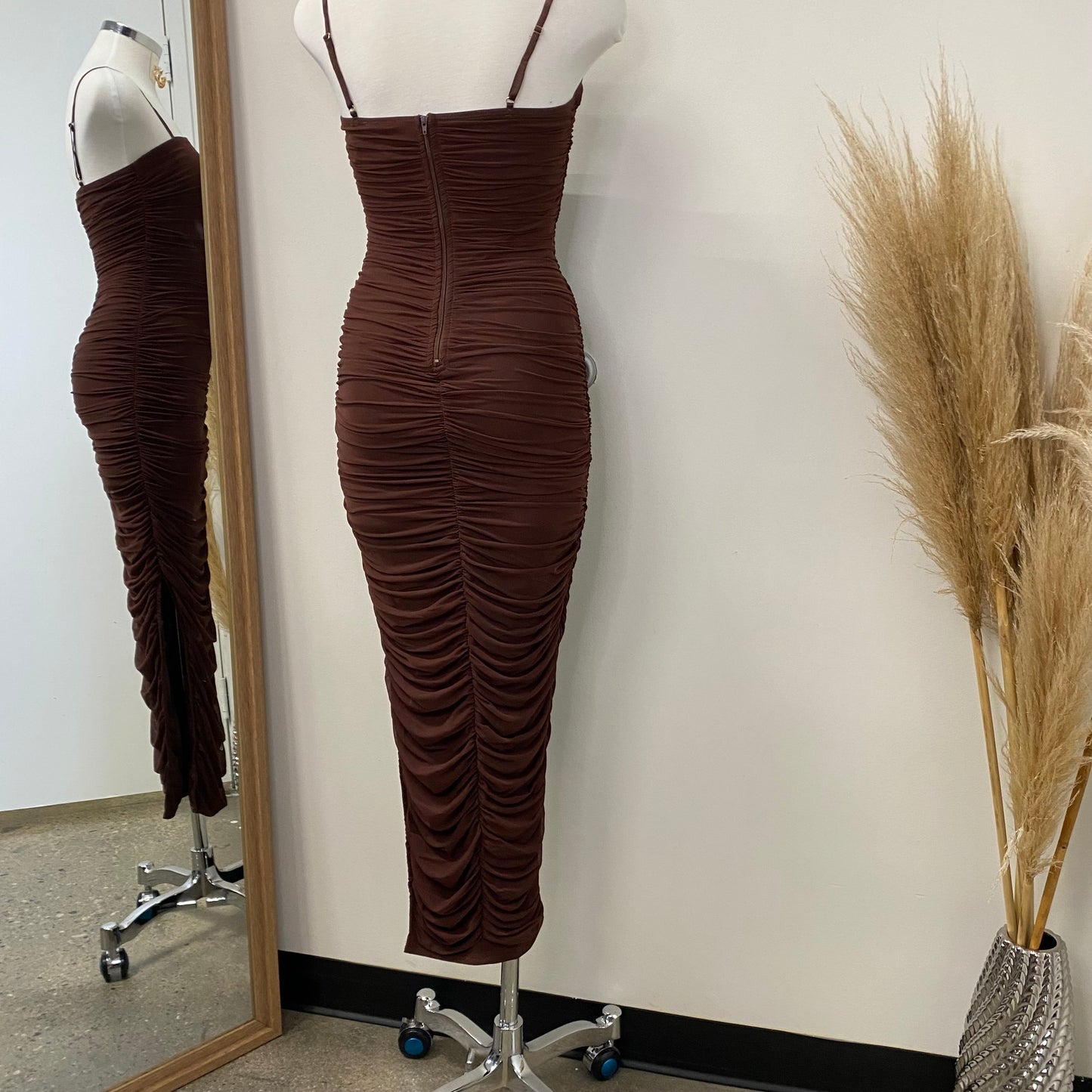 Carla Midi Dress-Brown