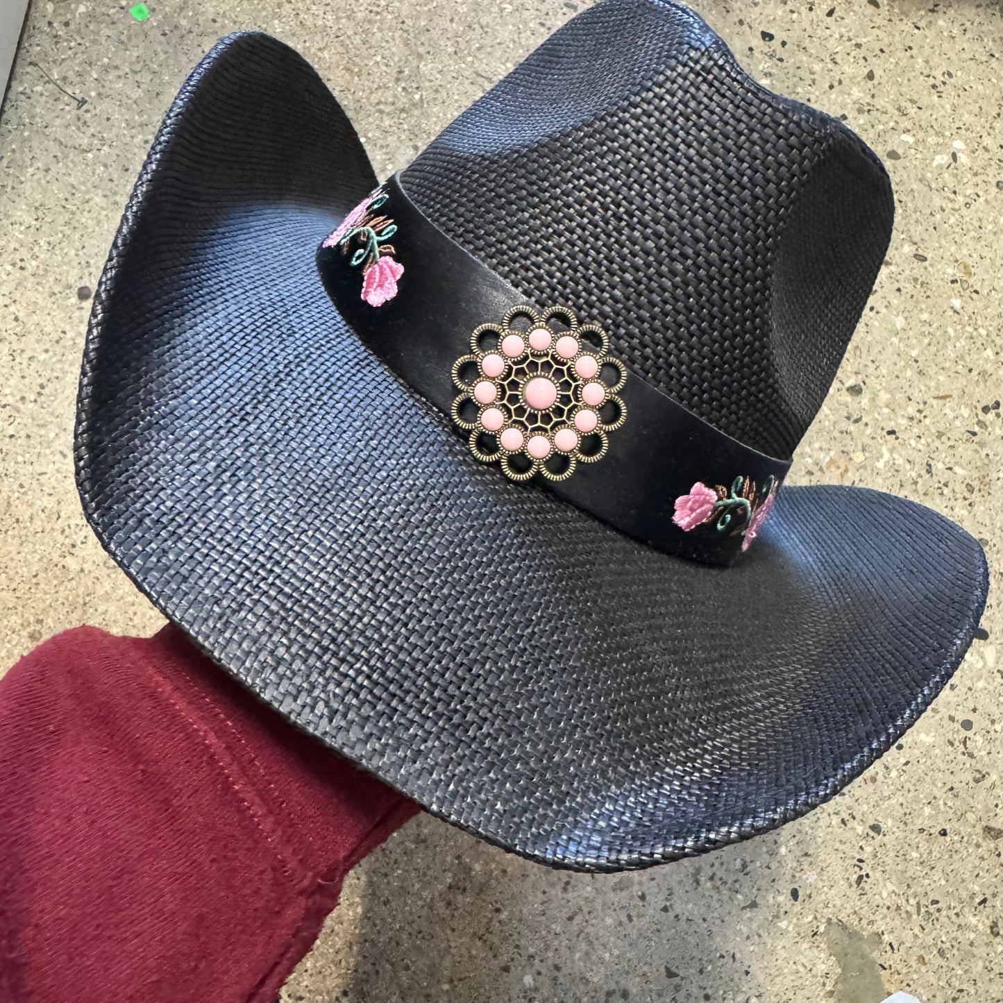 Black hat With Pink Detail -Black