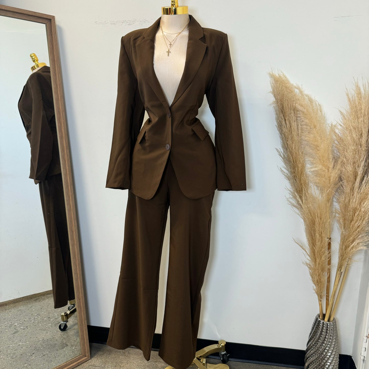 Boss Lady Pant Suit-Brown