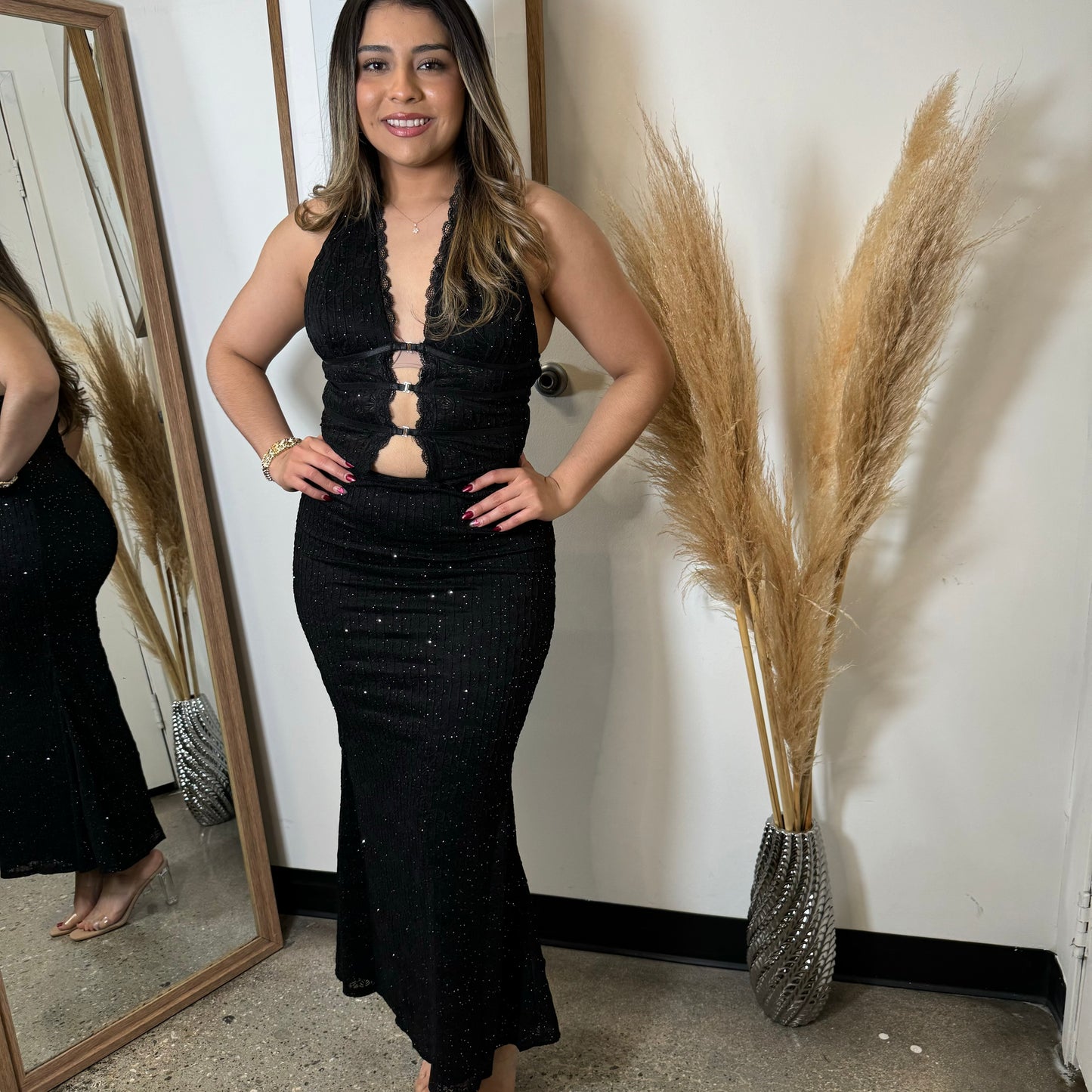 Halter Top Maxi Skirt-Black