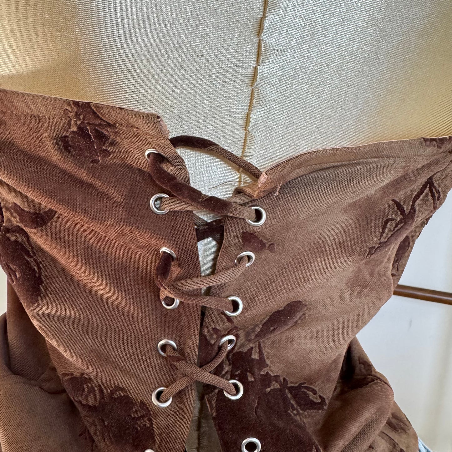 Brown Flower Corset -Brown