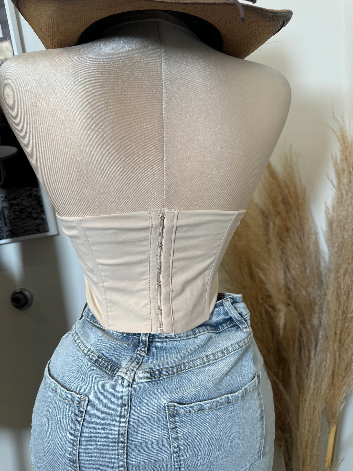 Maisie Western Embroidered Halter Top-Beige