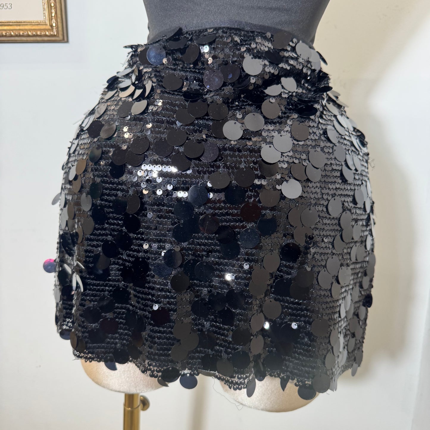 Sequin Mini Skirt-Black