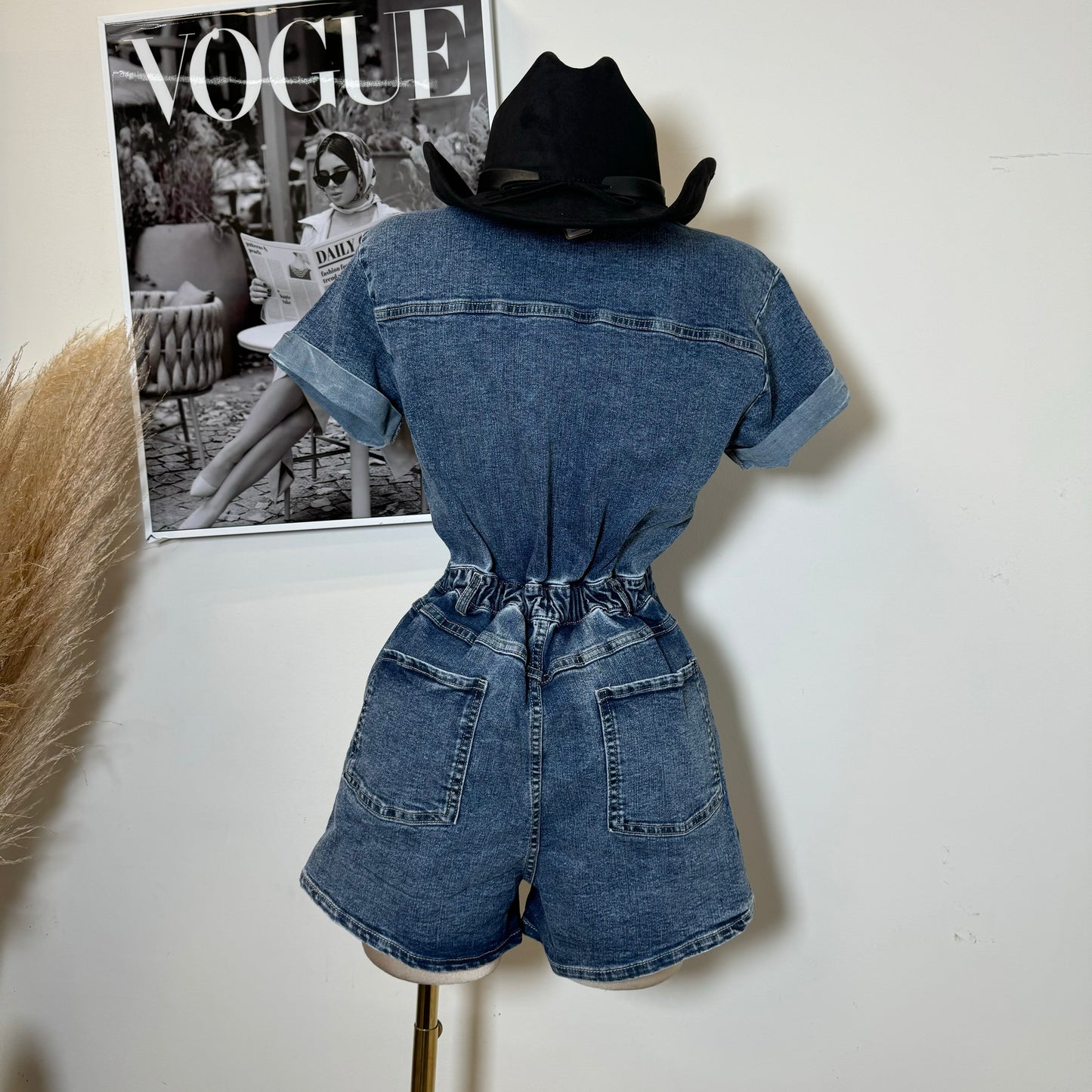 Denim Romper-Blue