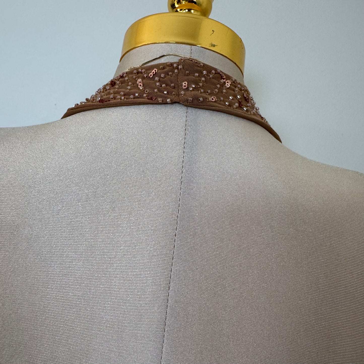 Cowl Sequins Dress-Mocha