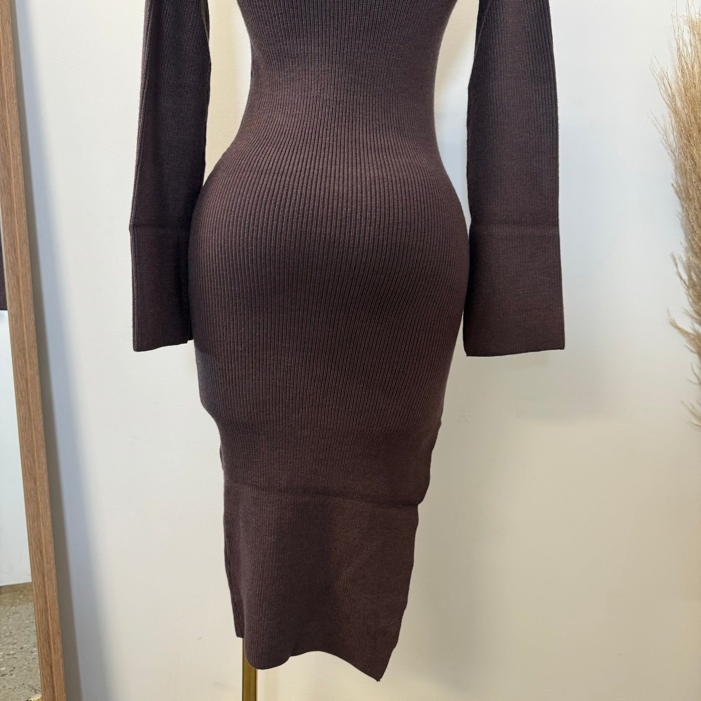 Jovana Sweater Dress-Brown