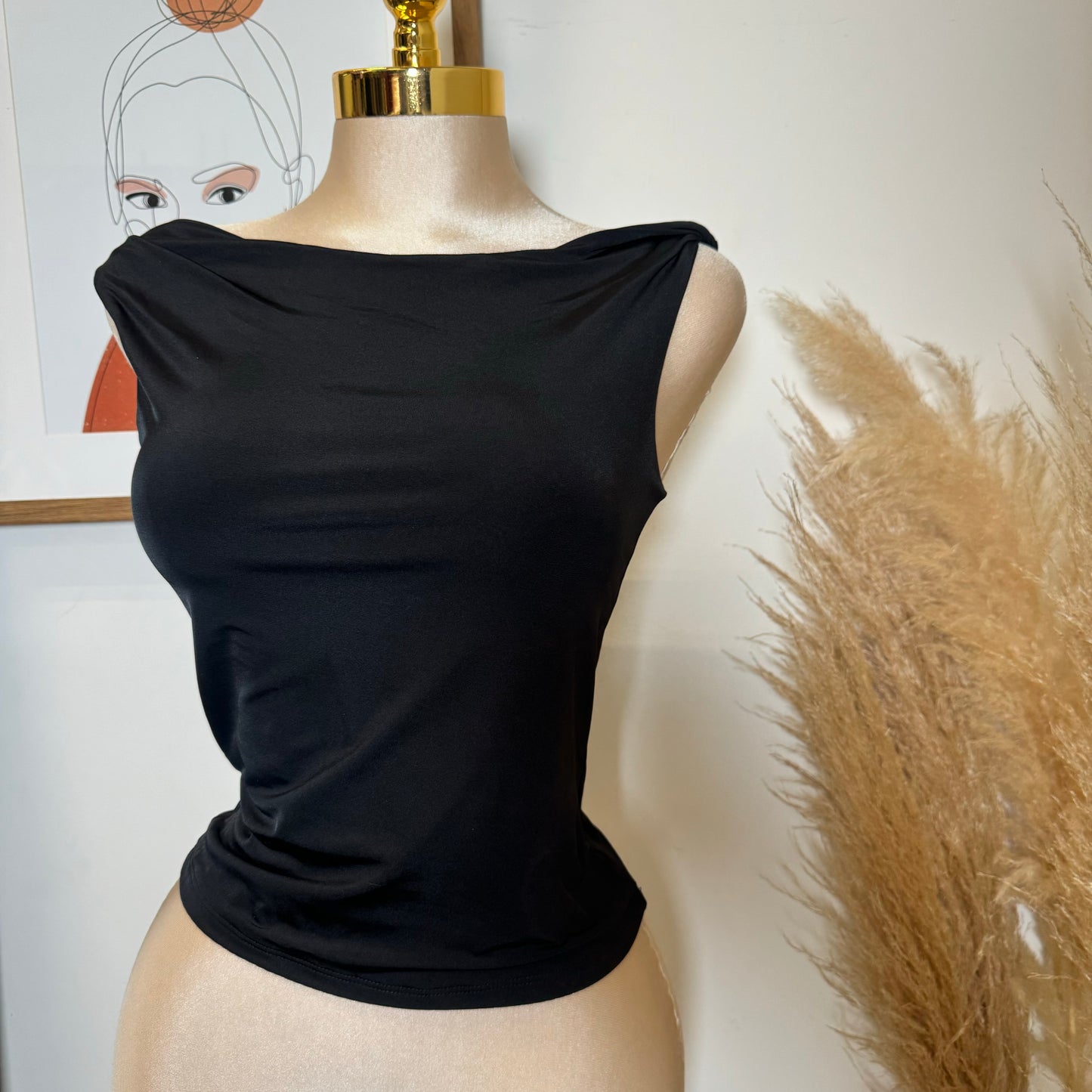 Asymmetrical Double Layered Top-Black