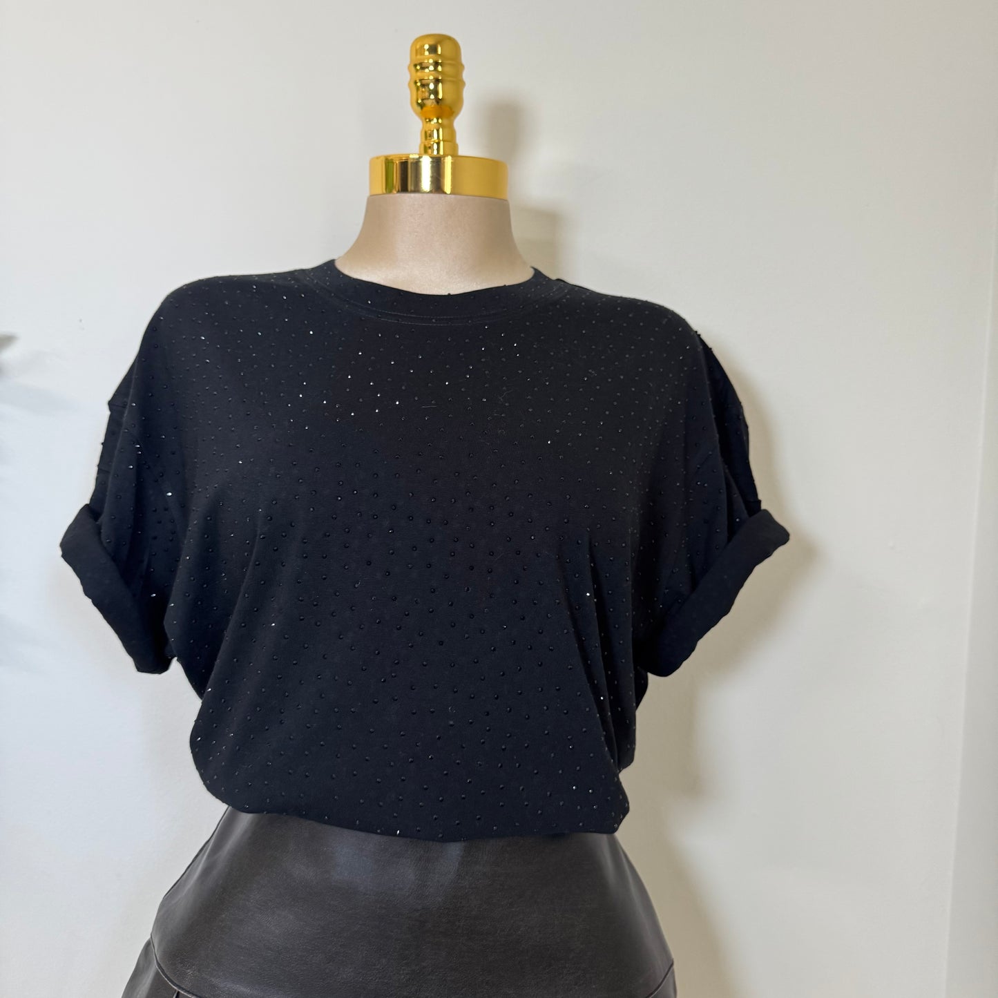 Rhinestone Oversized Top-Black