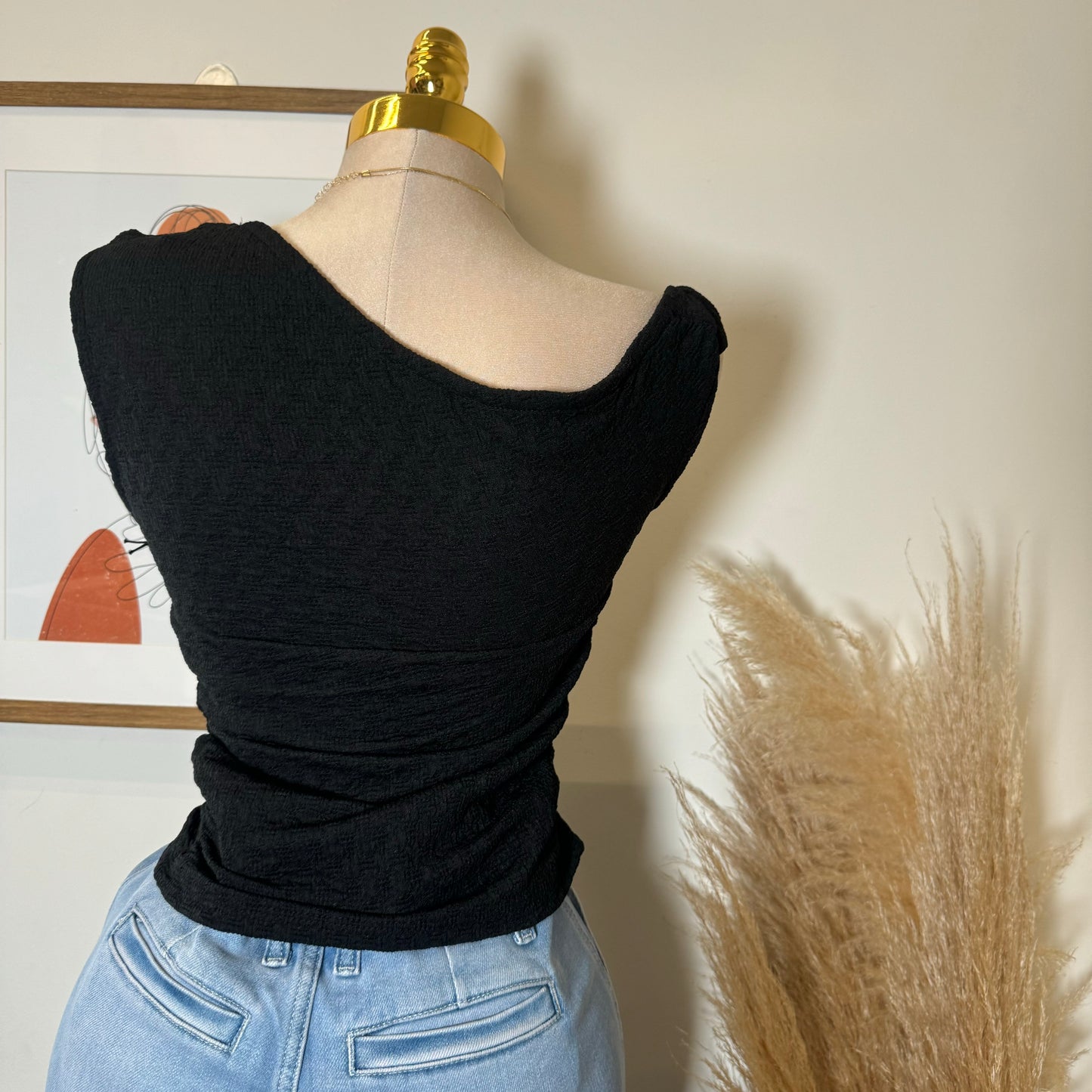 Metak Trim Textured Top-Black