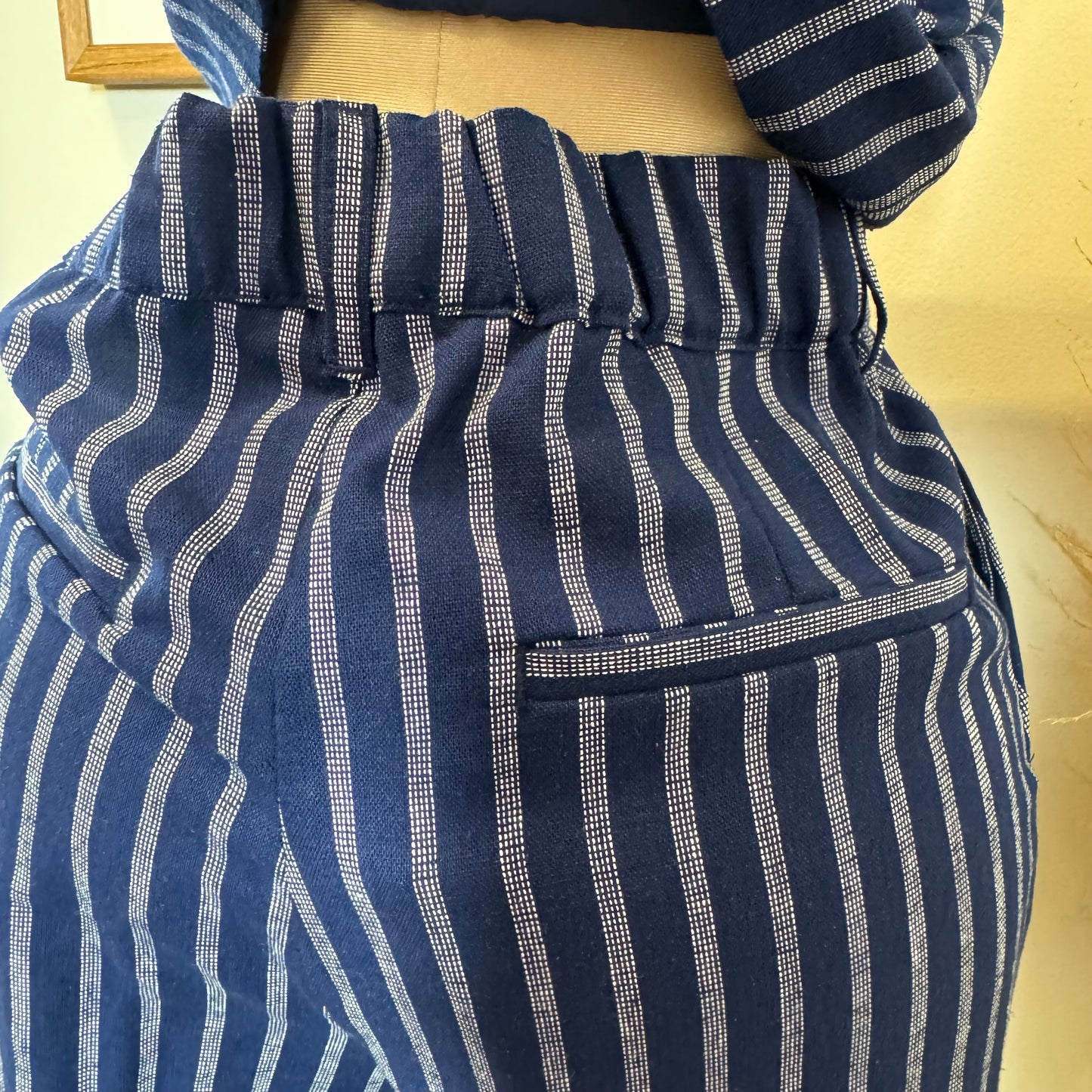Beli Stripes Linen Pant Set-Navy