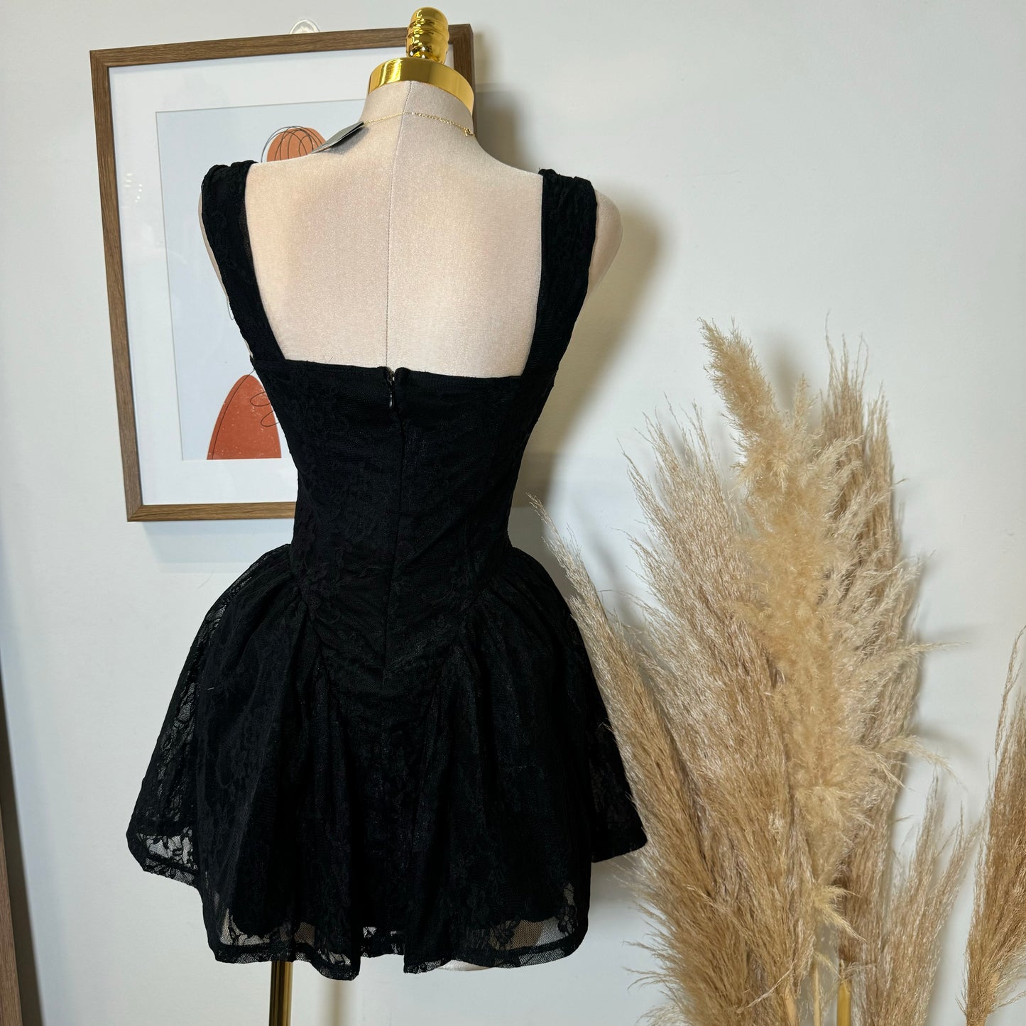 Miriam Lace Mini Dress-Black