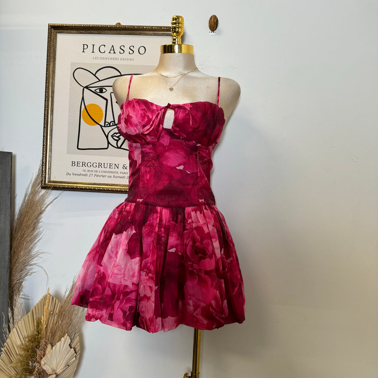Rose Bubble Dress-Hot Pink