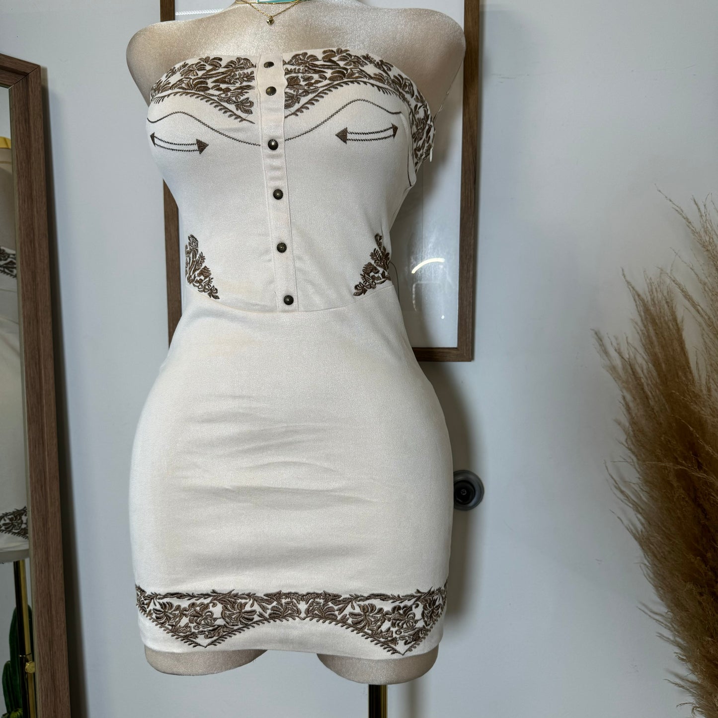 La Bota Suede Dress-Cream