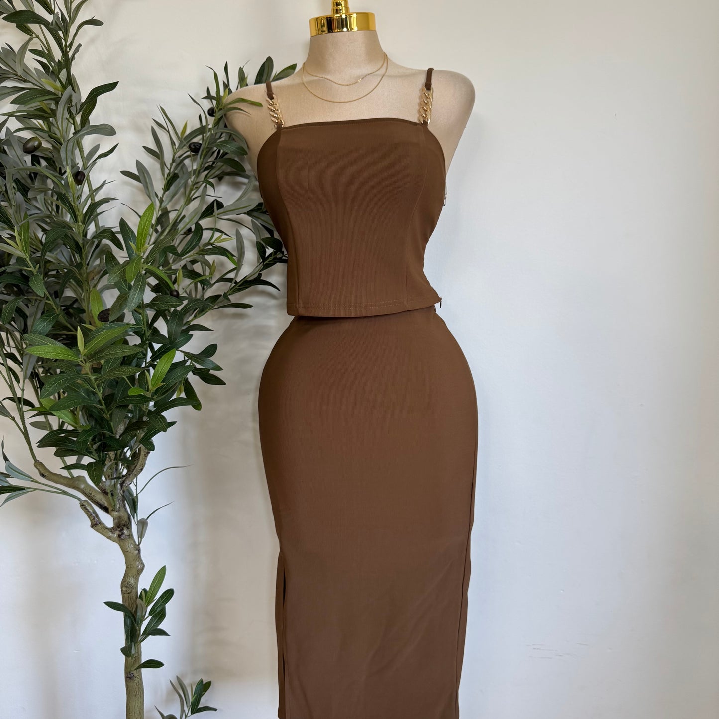 Mixy Skirt Set-Brown