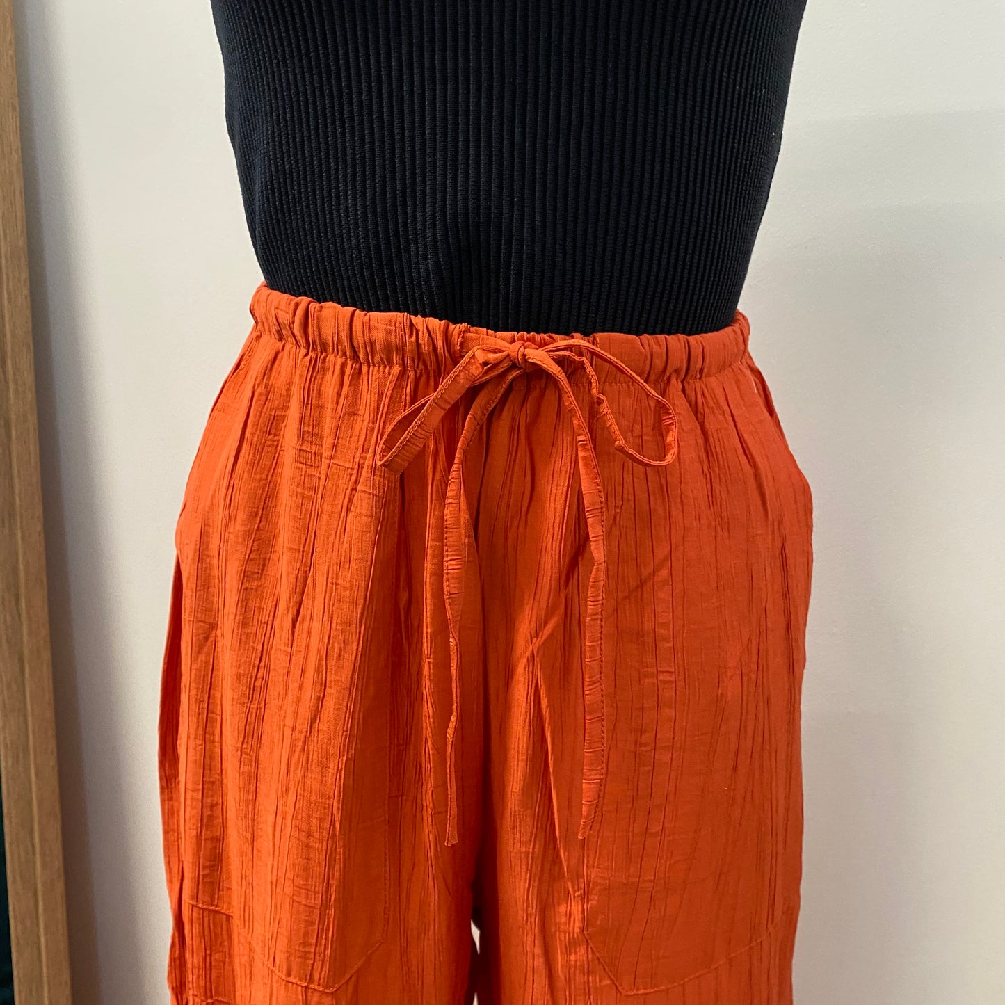 Sayra linen wide pants -Rust