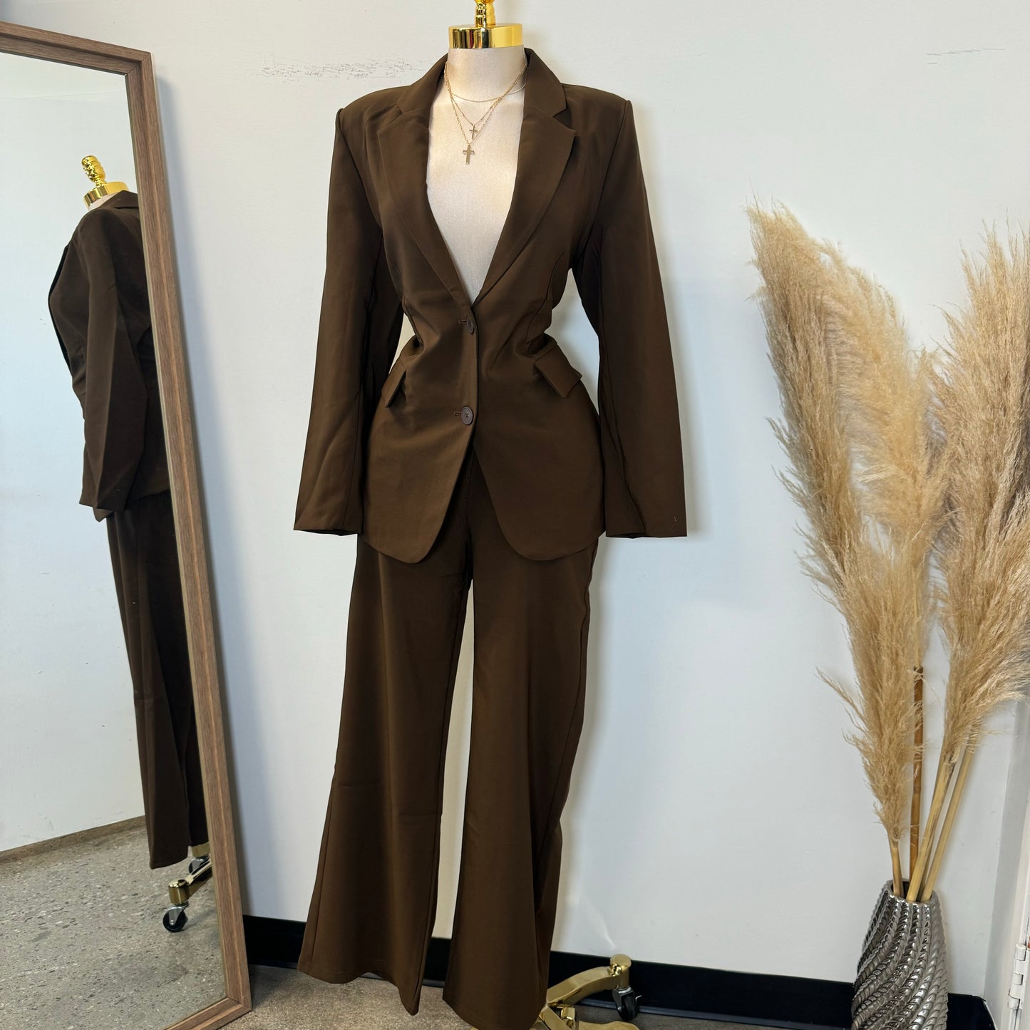 Boss Lady Pant Suit-Brown