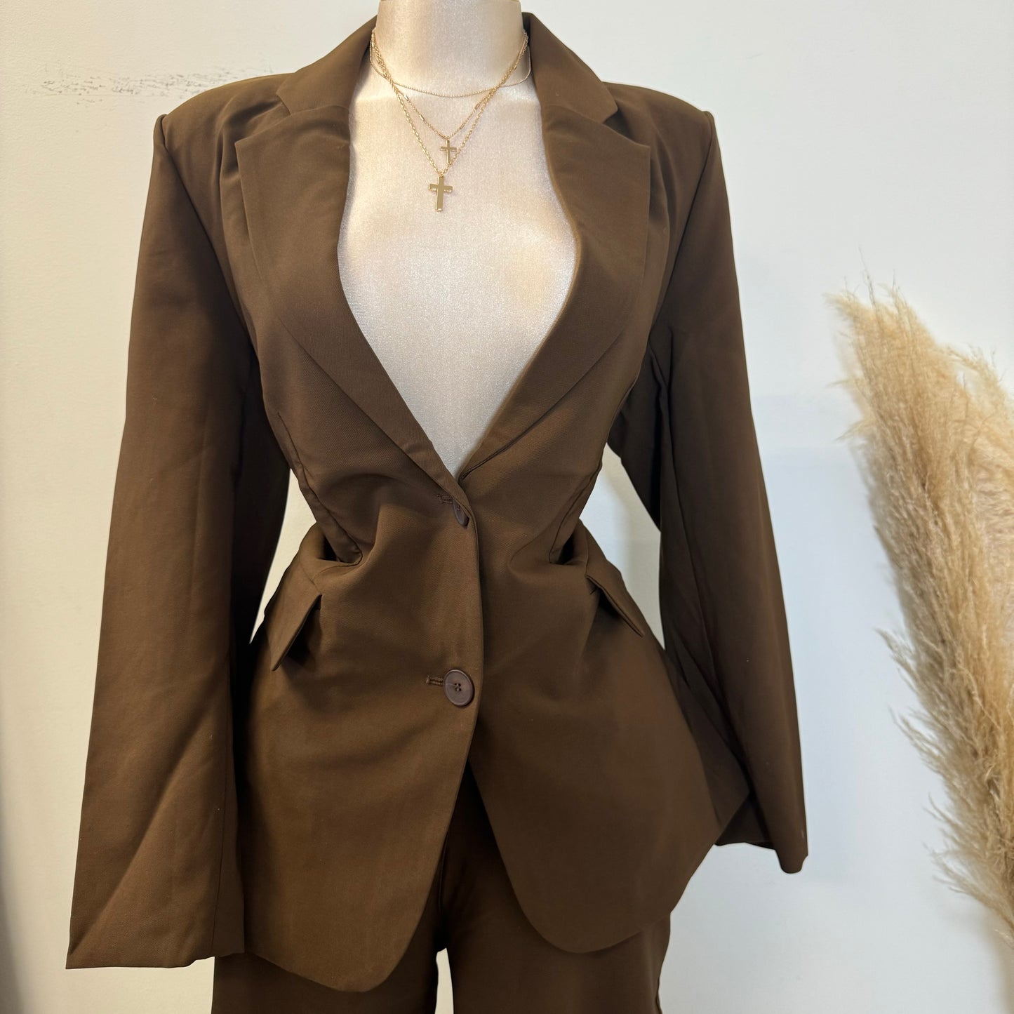 Boss Lady Pant Suit-Brown