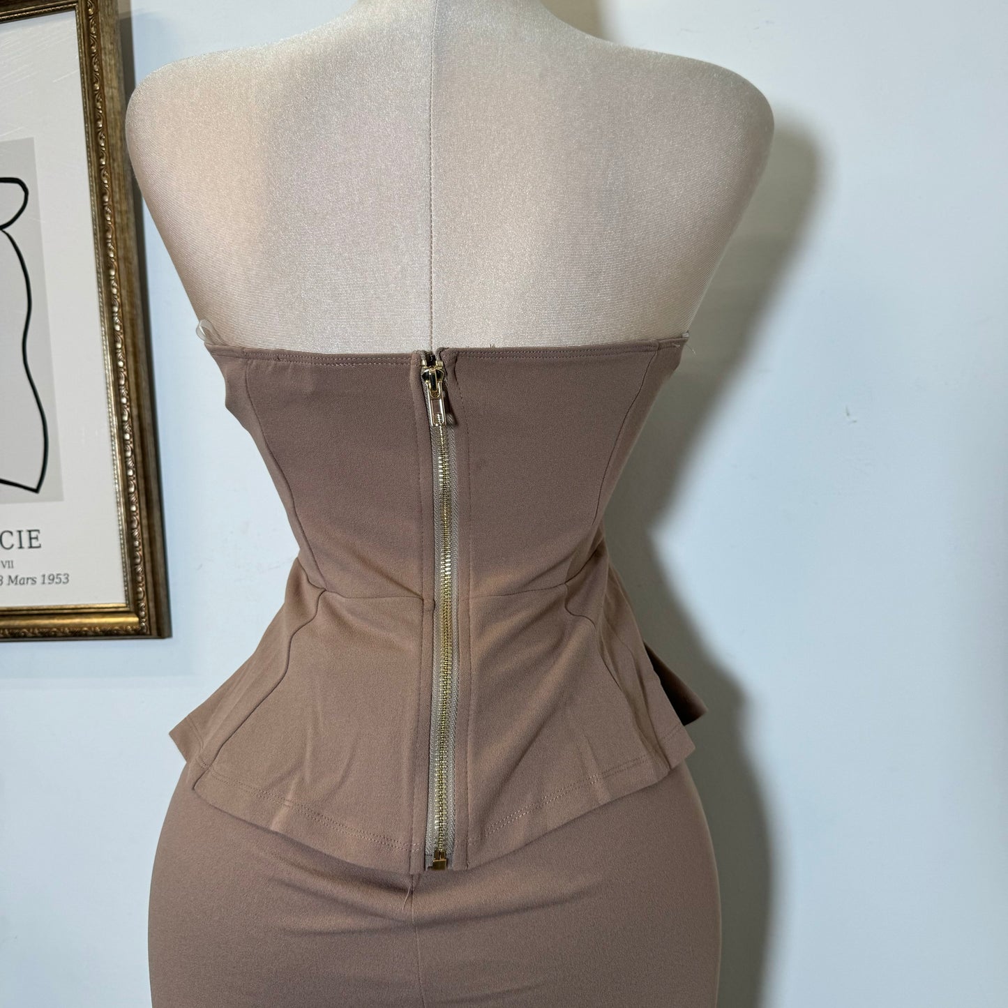 Scrunched Golden Stone Strapless Sets-Mocha