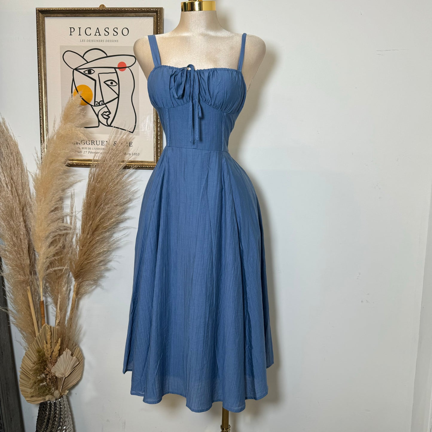 Picnic Corset Dress-Blue